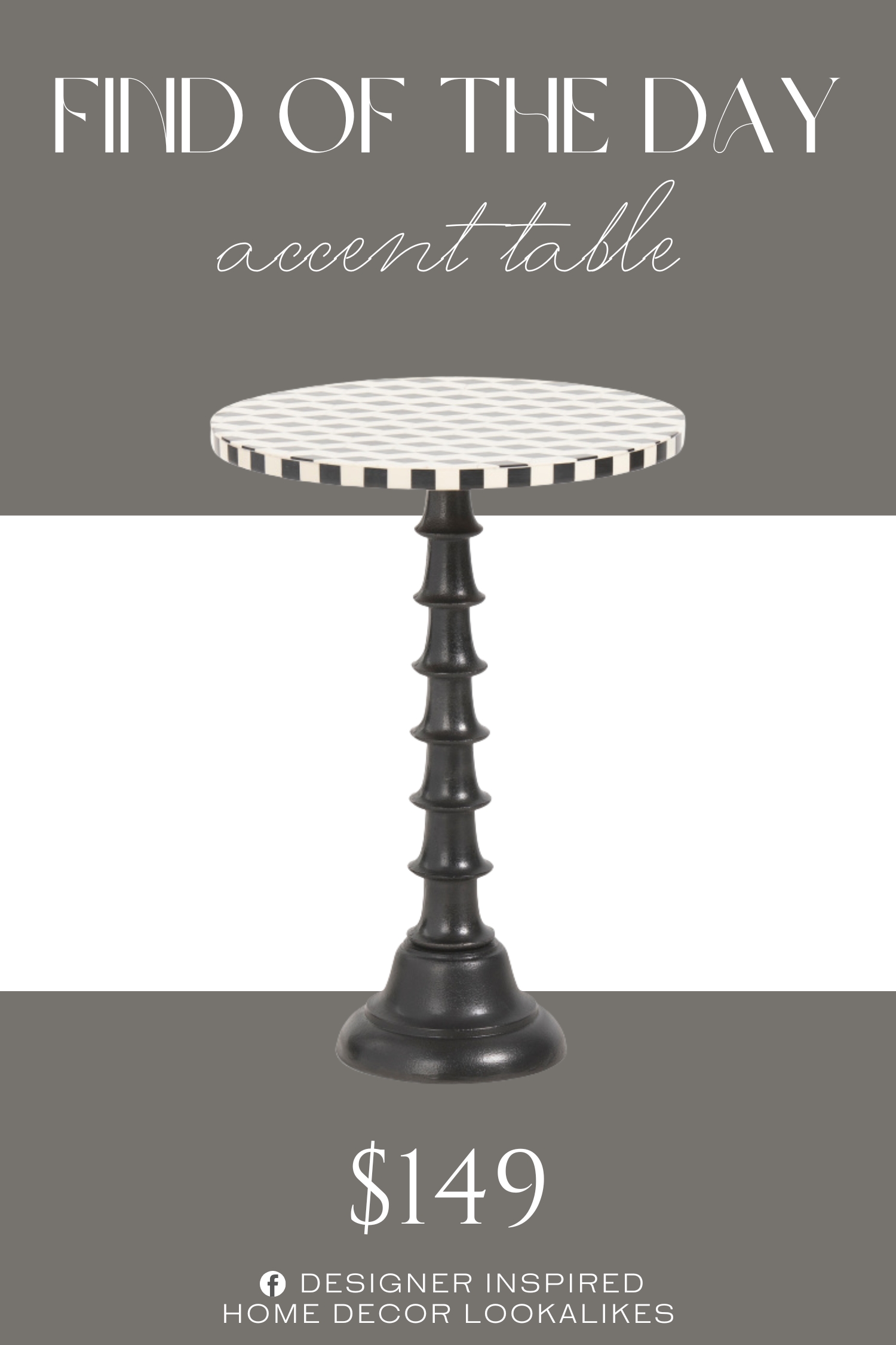 Find of the Day Bone Inlay And Cast Aluminum Accent Table. bone inlay design, textured base, matte finish, diamond pattern table top
