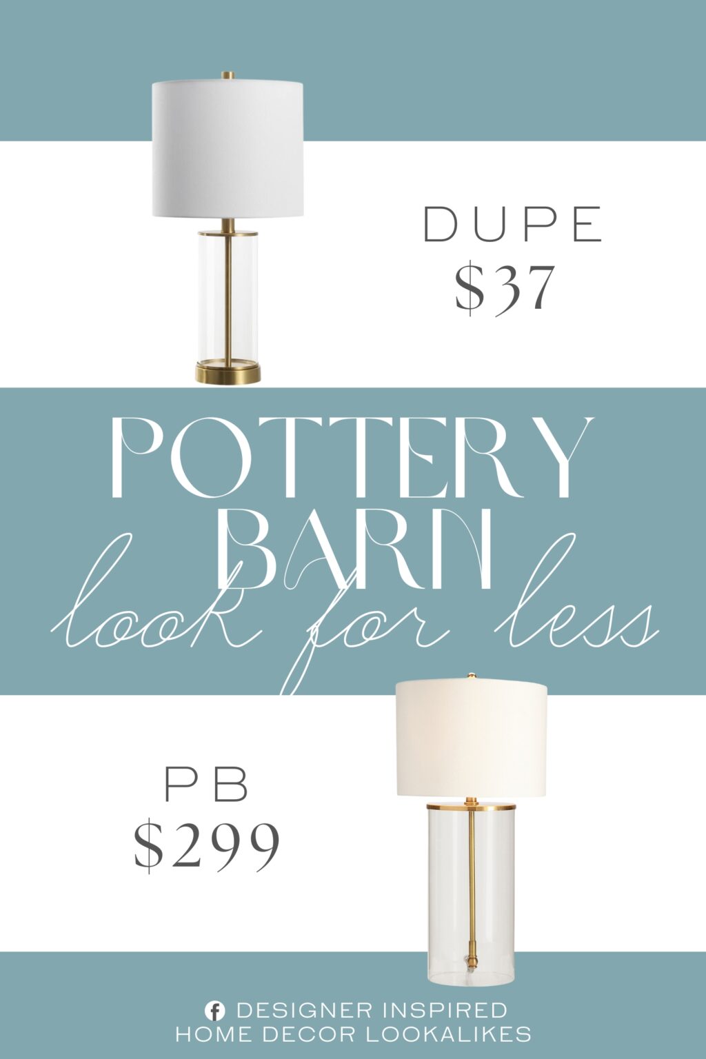 Pottery Barn Aria Glass Table Lamp Dupe. This clear glass table lamps, topped with soft cotton shades, brings a perfect blend of modern simplicity and timeless charm to any room.