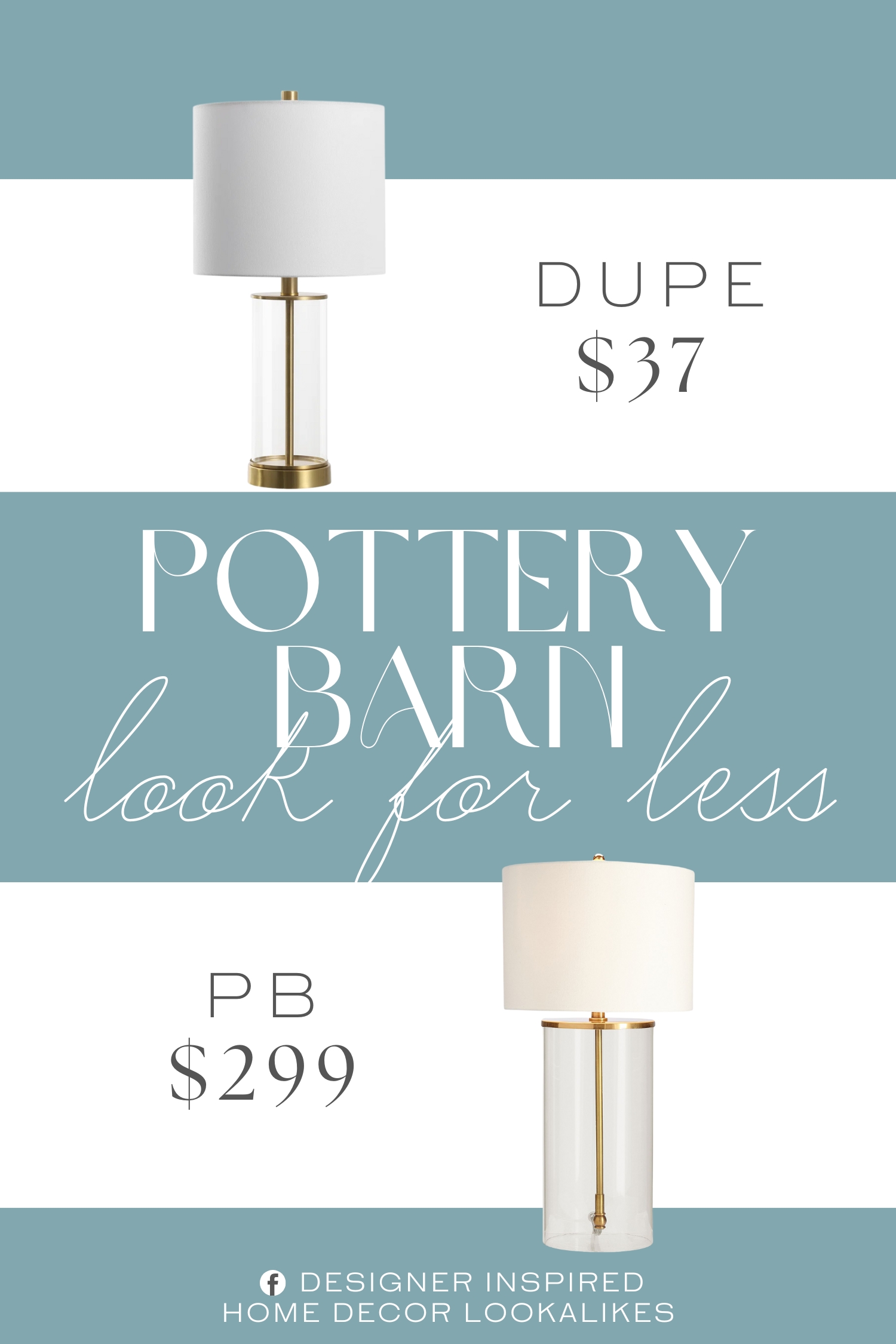 Pottery Barn Aria Glass Table Lamp Dupe. This clear glass table lamps, topped with soft cotton shades, brings a perfect blend of modern simplicity and timeless charm to any room.