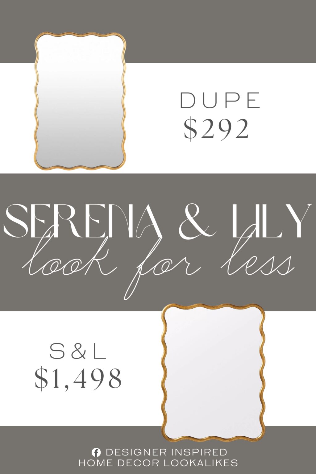 Serena & Lily Wave Mirror Dupe. This rectangular accent mirror brings a dash of mid-century modern style to your home with its subtle scalloped edges and classic metal frame.