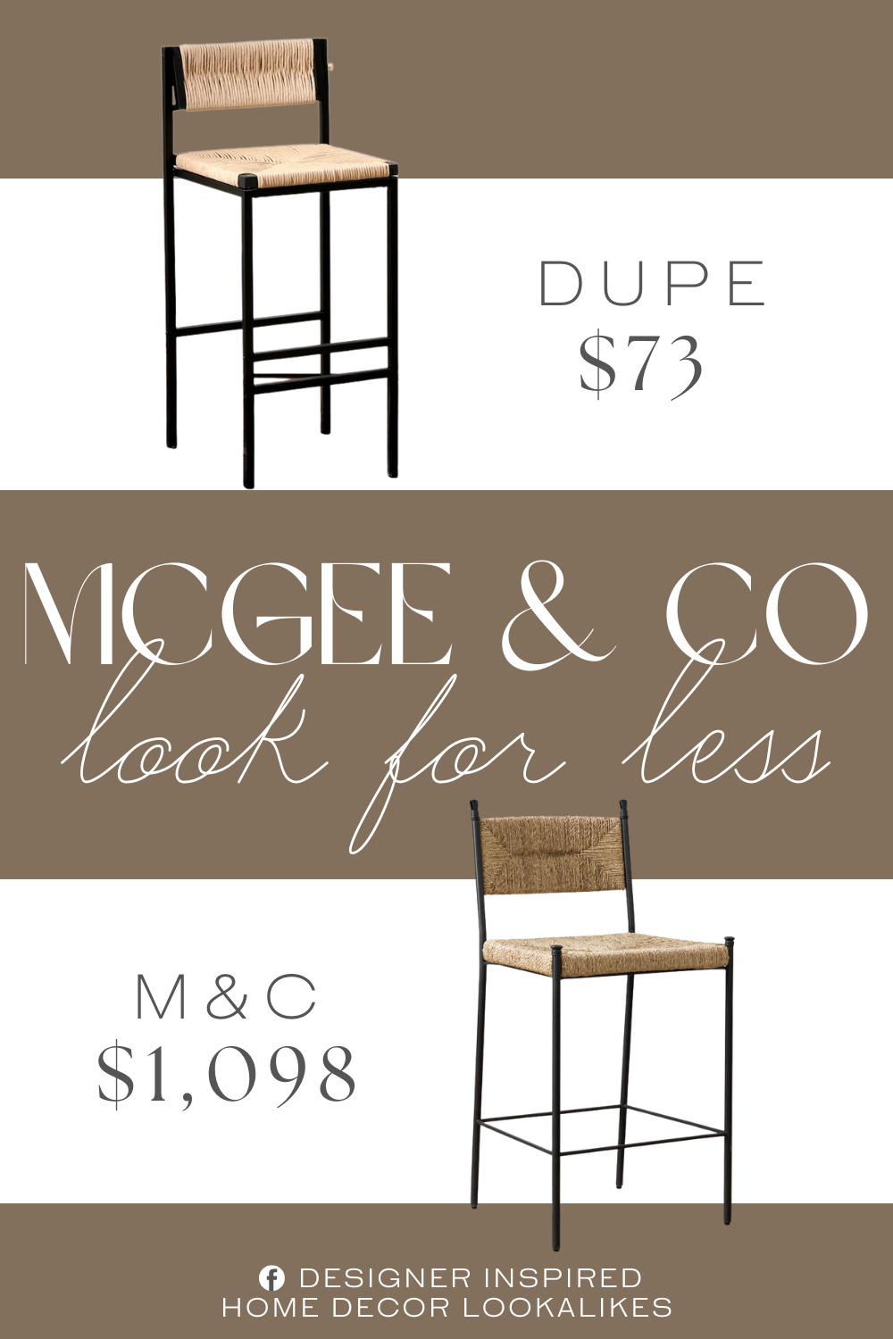 McGee & Co Peregrine Stool Dupe. Featuring a handwoven natural paper rope seat and a sturdy black metal frame, these farmhouse-style stools bring a blend of durability, comfort, and handcrafted charm to your home.