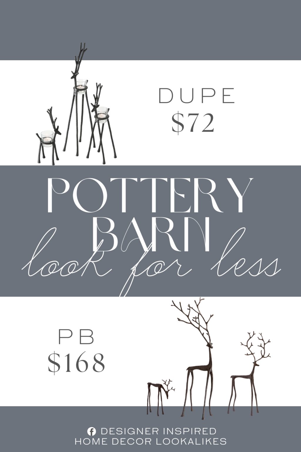 Pottery Barn Bronze Sculpted Reindeer Dupe. Create a warm and inviting ambiance with this set of three handcrafted votive holders.