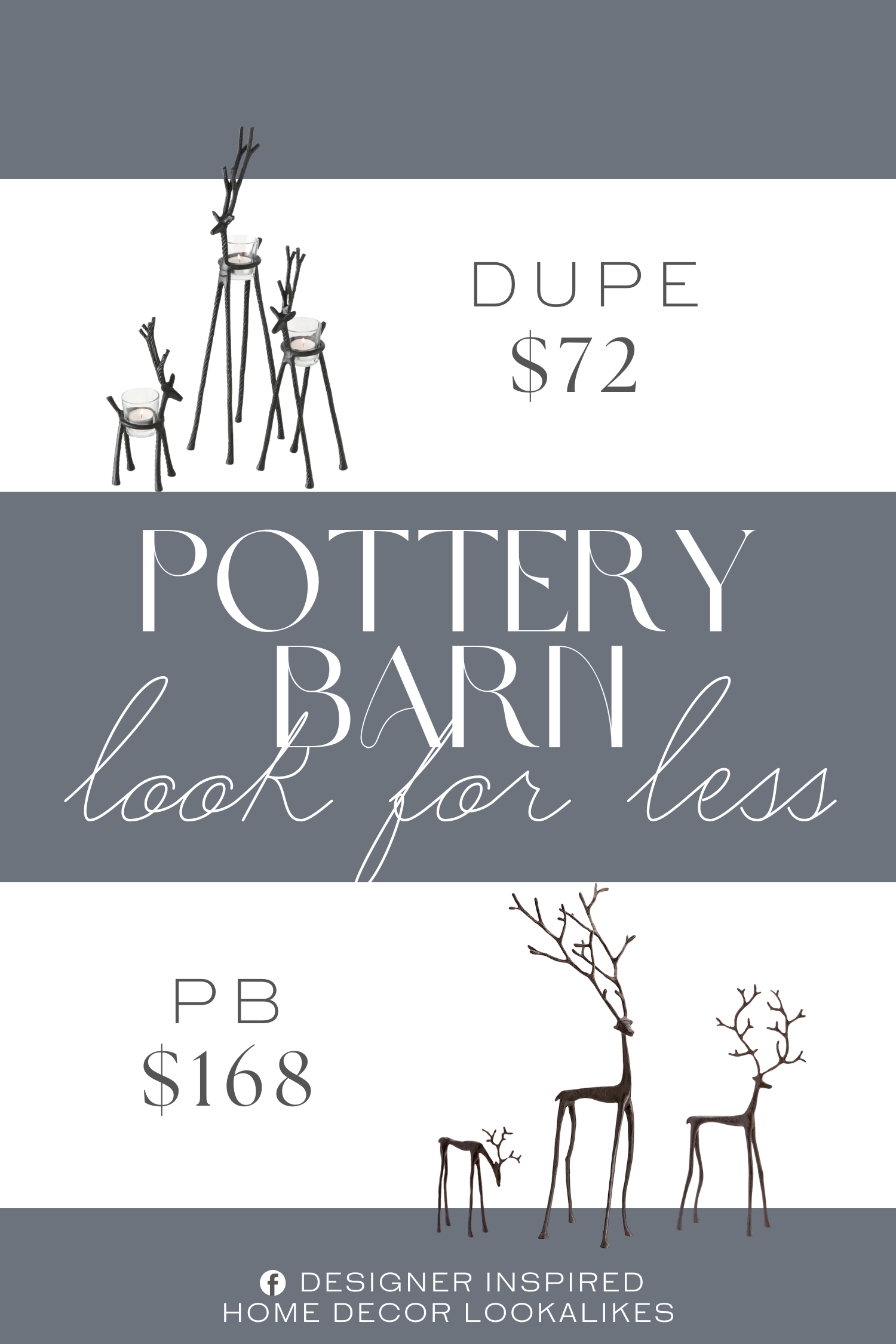 Pottery Barn Bronze Sculpted Reindeer Dupe. Create a warm and inviting ambiance with this set of three handcrafted votive holders.