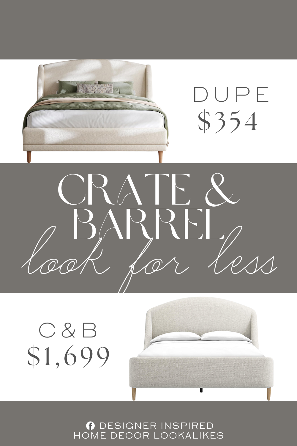 Crate & Barrel Lafayette Natural Upholstered Queen Bed Dupe. It features a stylish wingback headboard that serves as a stunning centerpiece for modern bedrooms, enhancing your space with a blend of contemporary design and classic luxury.