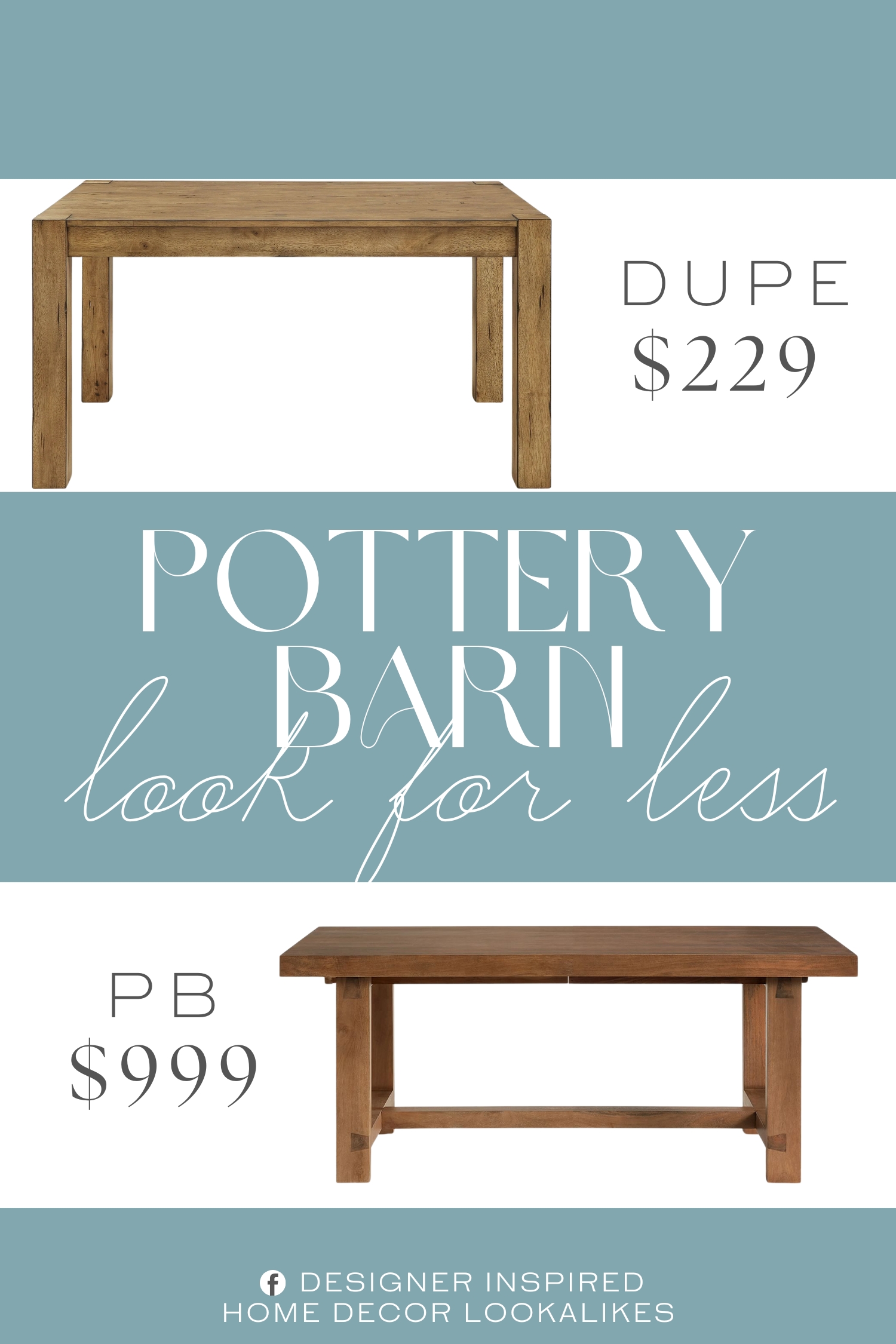 Pottery Barn Reed Extendable Dining Table Dupe. Features solid block style legs for a durable and stable dining experience.