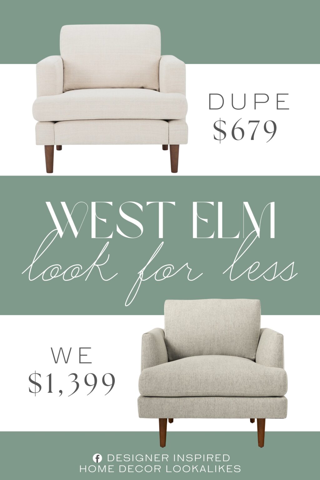 West Elm Haven Loft Chair Dupe. this armchair features tidy track arms and tapered dowel legs with a warm walnut finish.