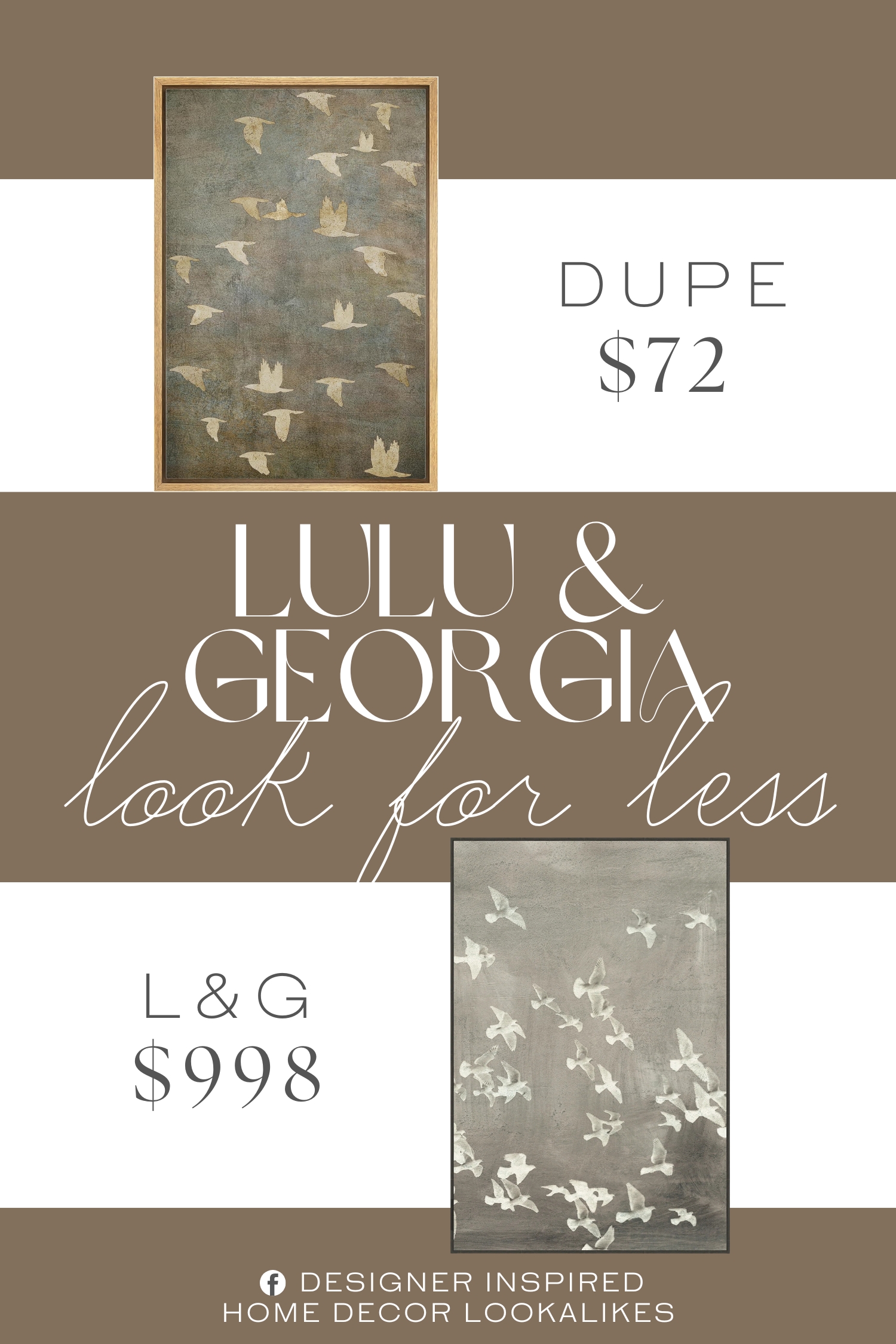 Lulu & Georgia Migratory Pattern 2 Wall Art Dupe. Framed Canvas Print Wall Art Grunge Gold Flying Bird Collage Nature Wilderness Illustrations Modern Art Decorative Landscape Rustic Zen Colorful for Living Room, Bedroom, Office