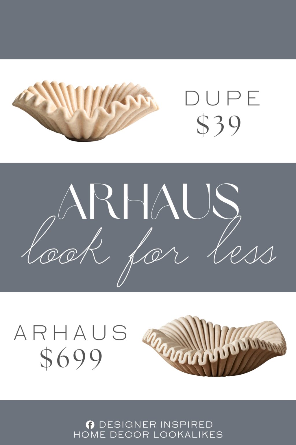 Arhaus Edel Ruffle Flautaro Bowl Dupe. This decorative bowl is made of smooth resin on the surface, exuding modern multifunctional charm. The design of sexuality complements various decorative styles perfectly, turning any space into an artistic sanctuary.