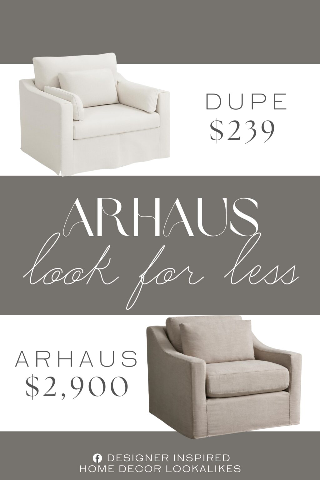 Arhaus Ashby Slipcovered Swivel Chair Dupe. this single chair is not only comfortable to the touch but also built to last. The removable, machine-washable skirted slipcover makes it easy to clean and maintain.