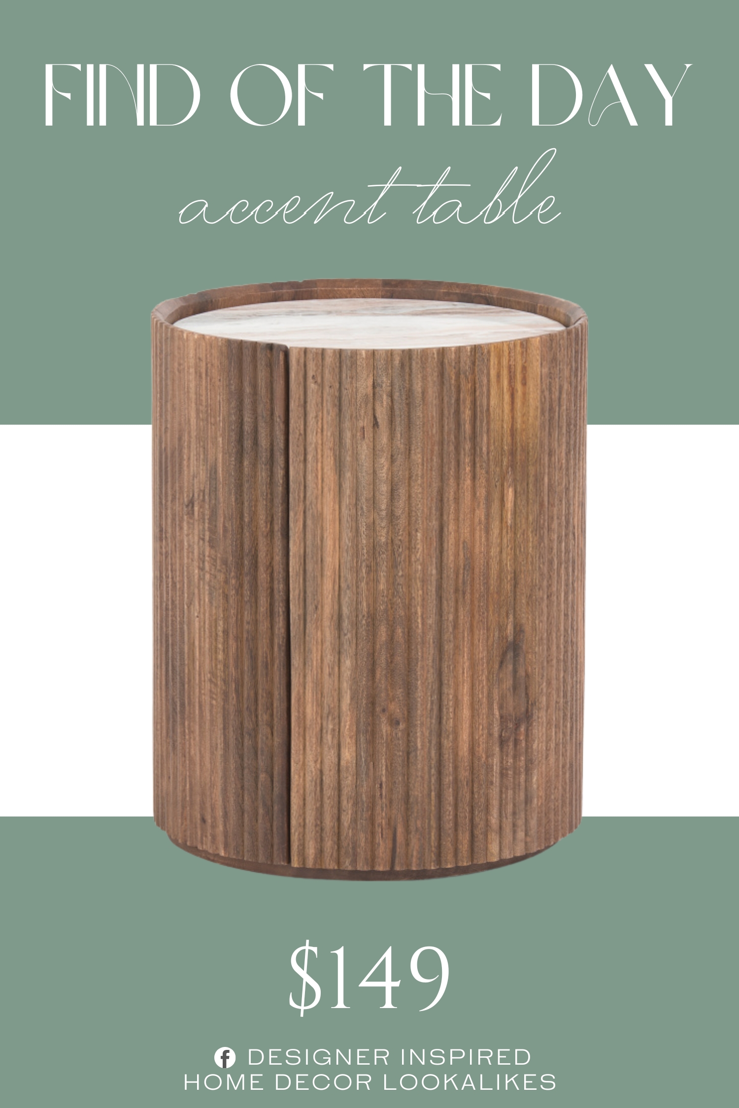 Find of the Day Marble Top And Wooden Storage Accent Table. marble top, ribbed design, 2 interior storage compartments. marble/wood.