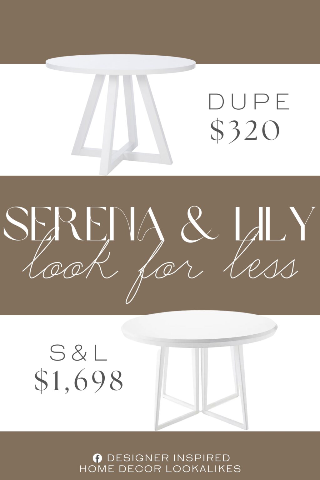 Serena & Lily Downing Round Dining Table Dupe. Constructed with durable acacia wood veneer.