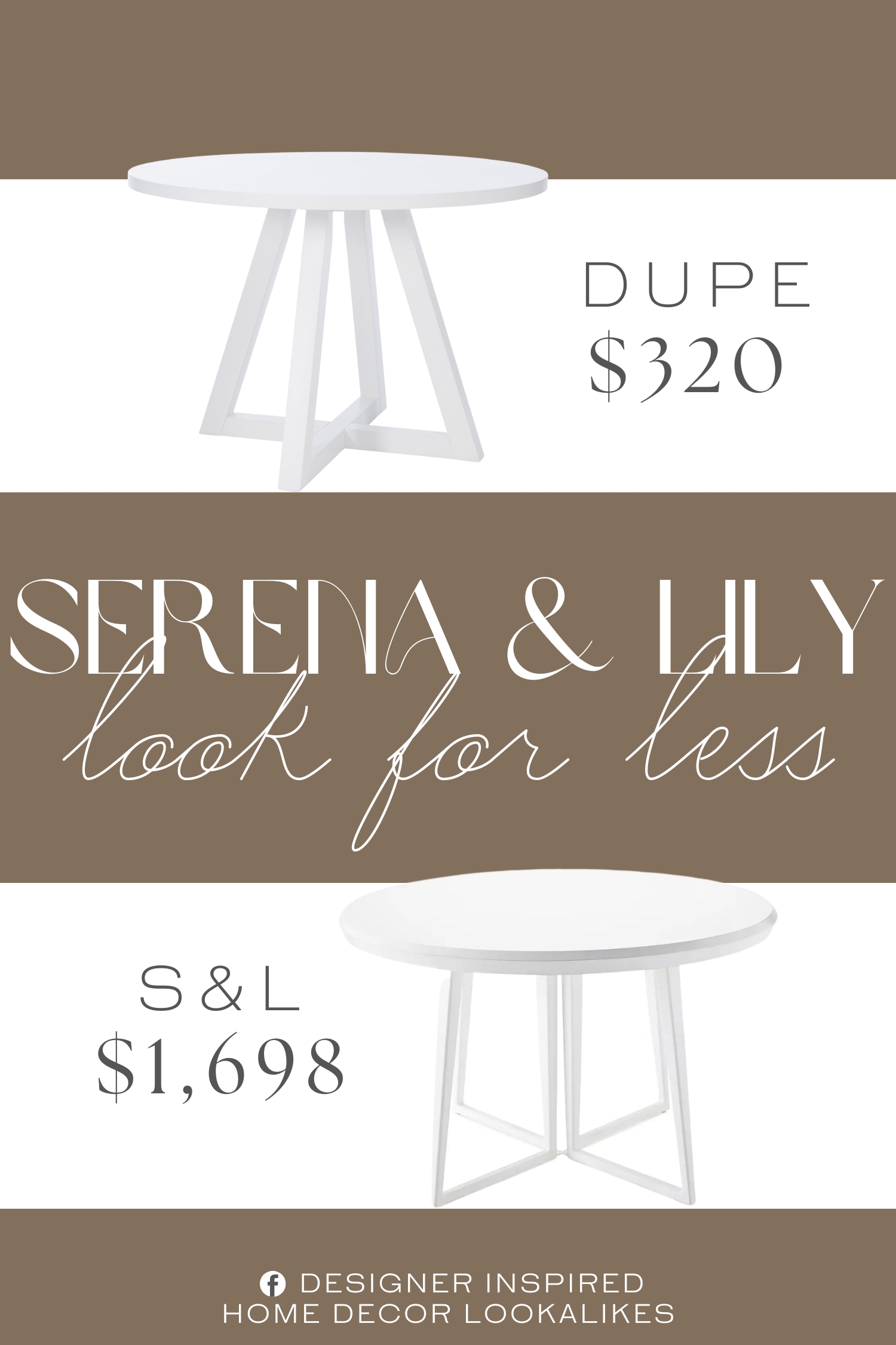 Serena & Lily Downing Round Dining Table Dupe. Constructed with durable acacia wood veneer.