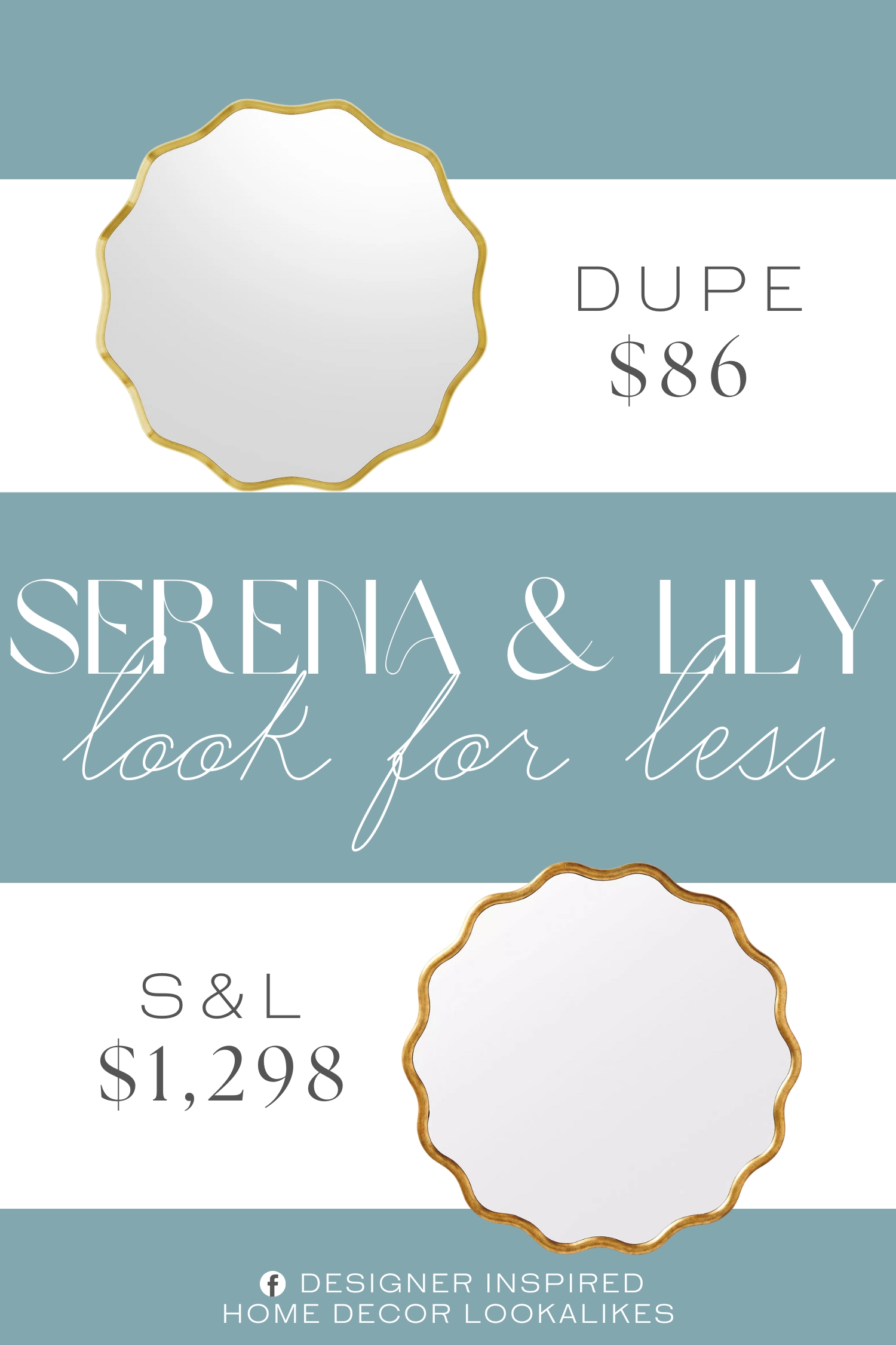 Serena & Lily Wave Mirror Dupe. This wave-edged circular bathroom mirror combines aviation-grade aluminum alloy with artistic flair.