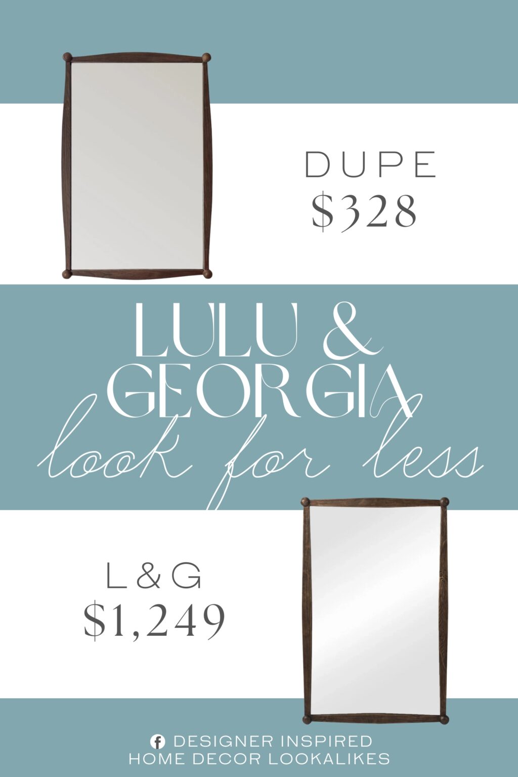 Lulu & Georgia Declan Mirror Dupe. Handcrafted Solid Oak, Walnut Finish.