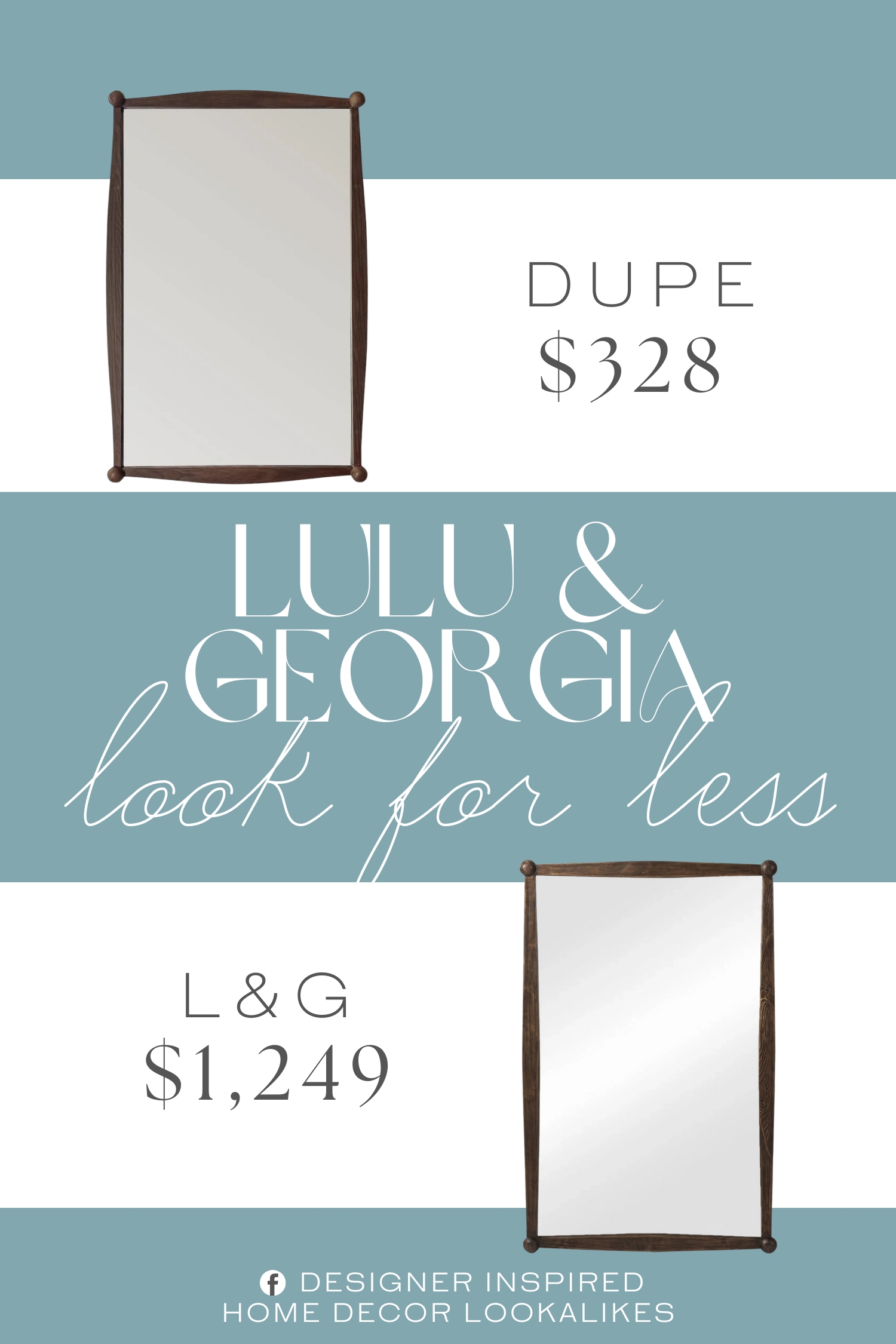 Lulu & Georgia Declan Mirror Dupe. Handcrafted Solid Oak, Walnut Finish.