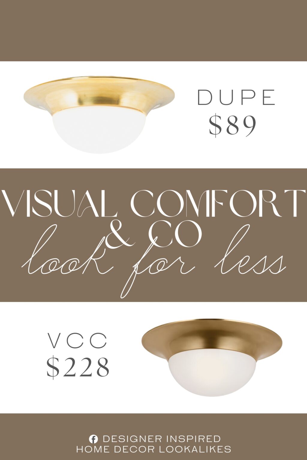 Visual Comfort & Co Cluny 18" Flush Mount Dupe. hardwiring required, ETL listed, opaque bulb cover, brass tone hardware. Glass. LED type.