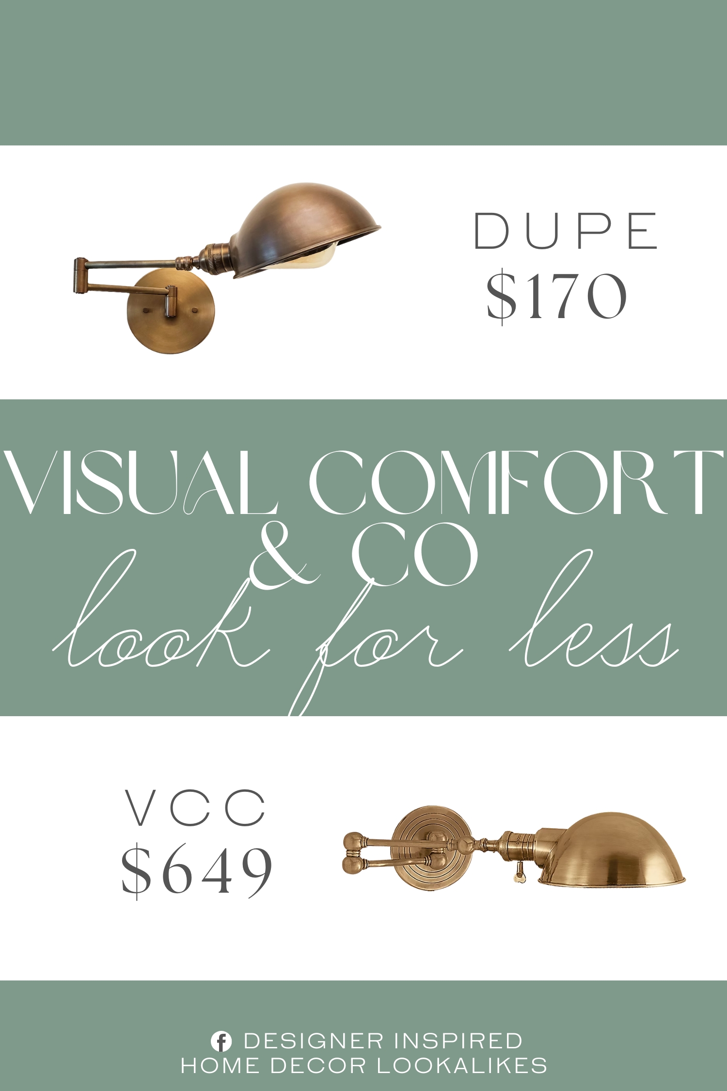 Visual Comfort & Co Boston Swing Arm Dupe. Swing Arm Adjustable Wall Light - Antique Brass - Gold Industrial Bedside Sconce