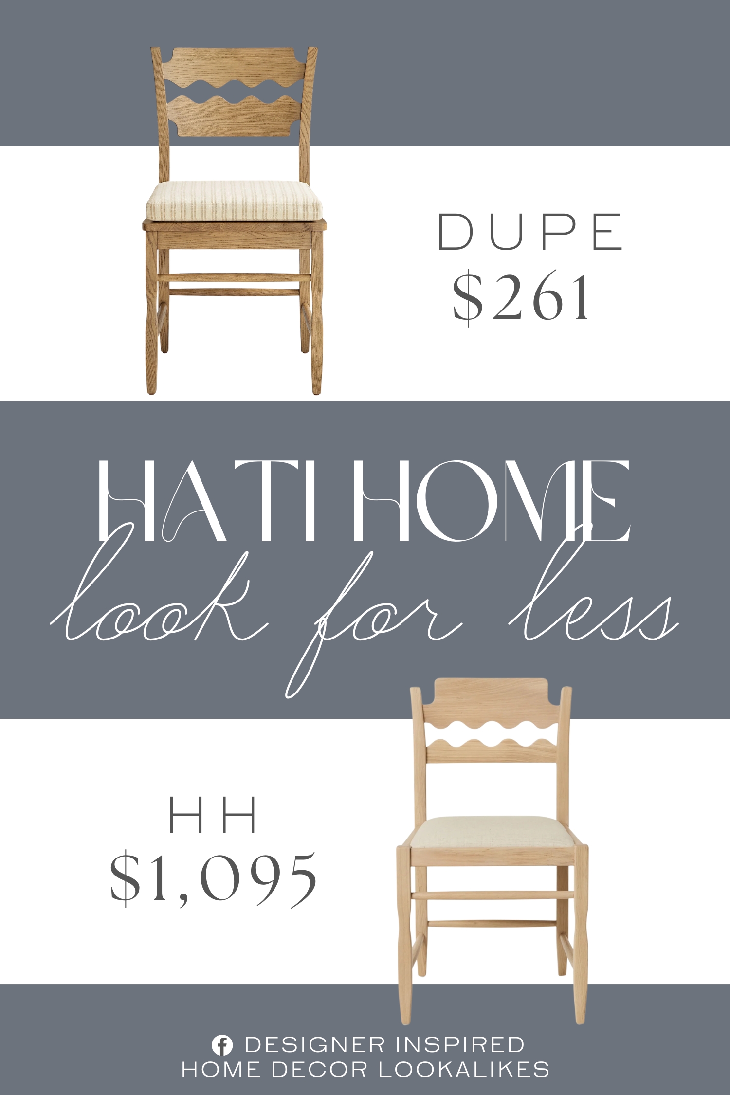 Hati Home Freda Razor Dining Chair Dupe. Made from durable solid oak that offers a sturdy feel and a smooth, tactile surface suitable for everyday meals or occasional gatherings.