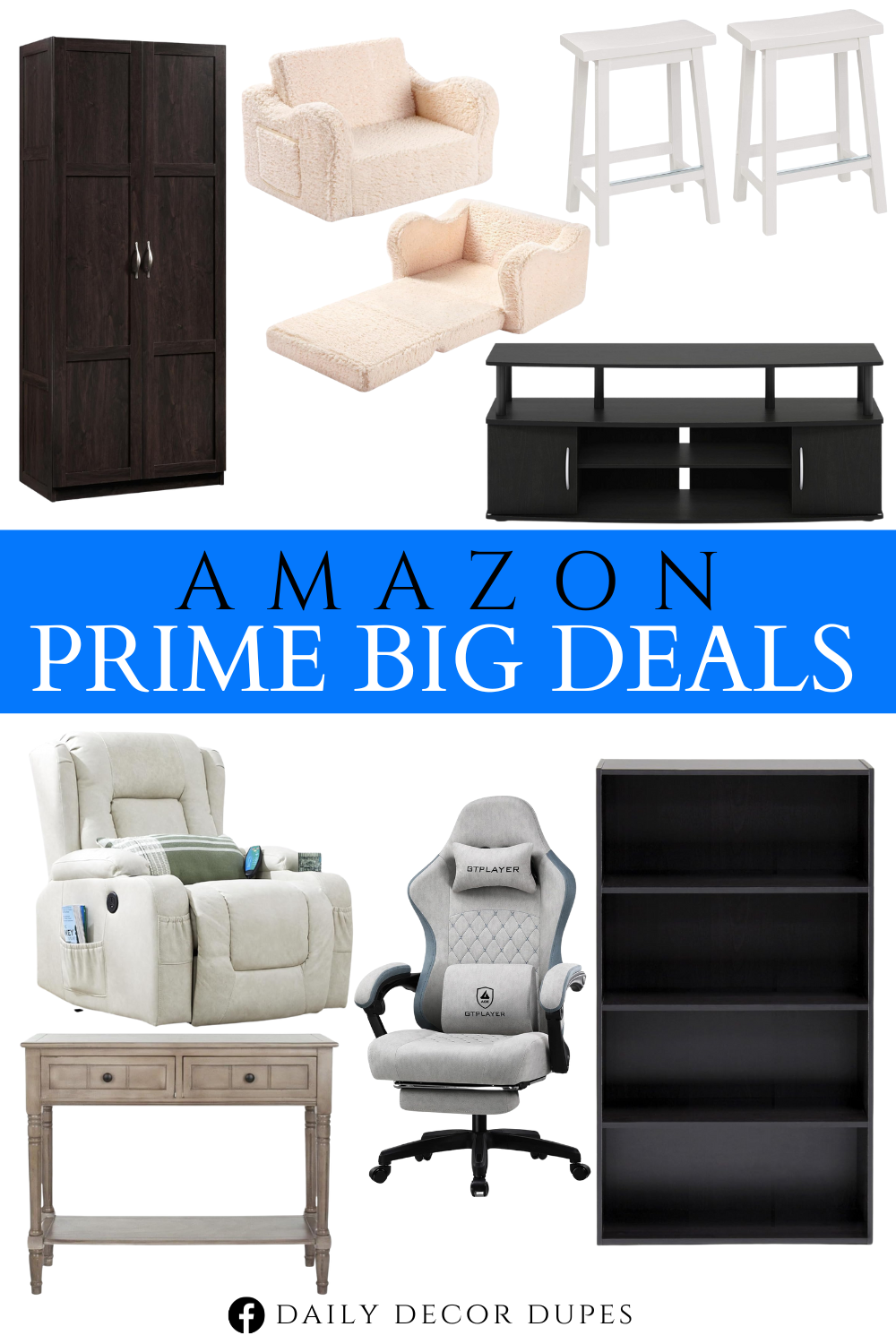 Amazon Prime Big Deal Day 2024 is live now! Vintage Grey 2-Drawer Console Table. 2-in-1 Toddler Soft Sherpa Couch Fold Out. Solid Wood Saddle-Seat Kitchen Counter-Height Stool. Storage Cabinet/ Pantry cabinets. 4-Tier Bookcase / Bookshelf / Storage Shelves. Large Entertainment Stand for TV. Gaming Chair. Leather Electric Power Lift Chair.