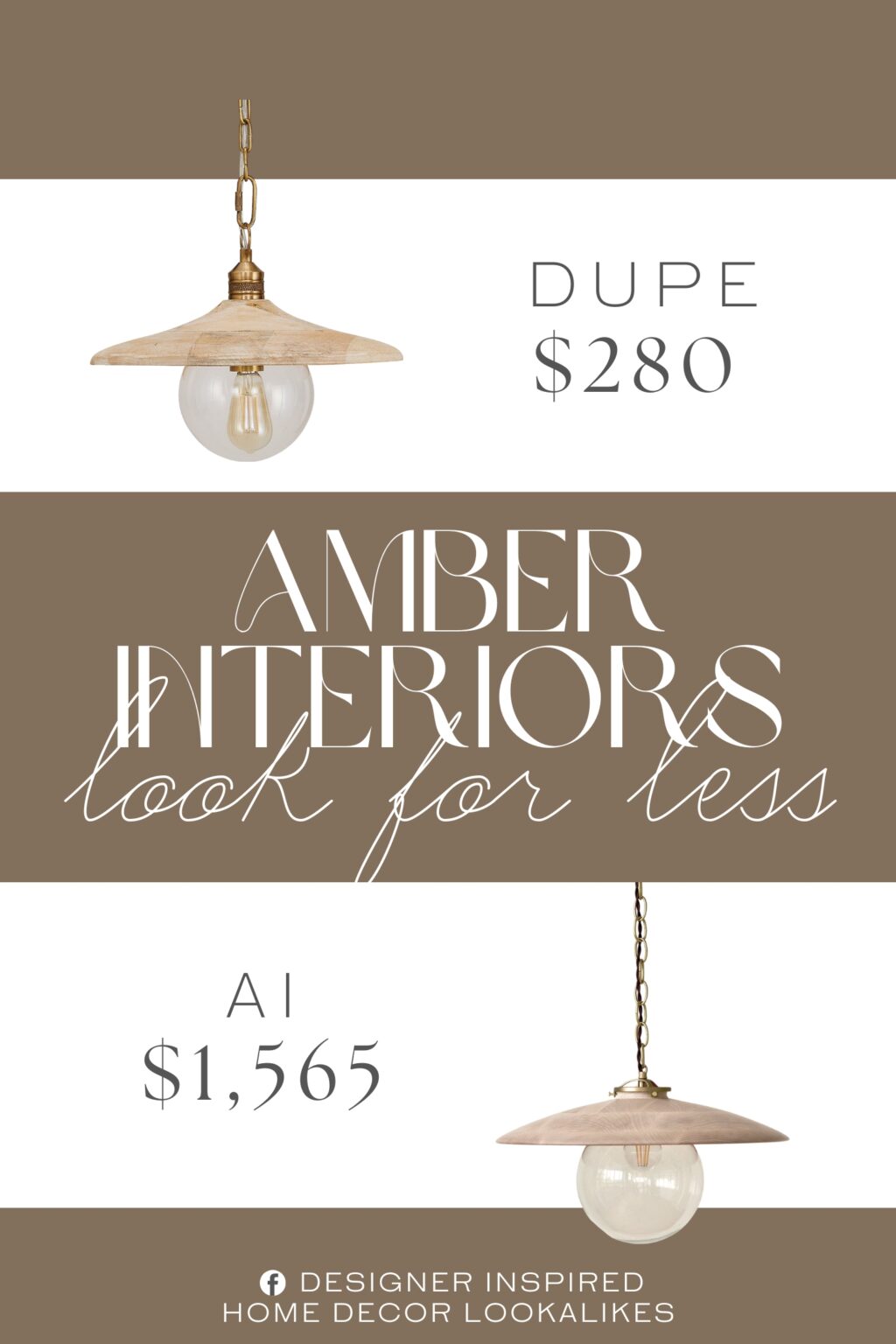 Amber Interiors Edmund Pendant Light Dupe. The shallow shade is handmade of mango wood and finished in a light whitewash to bring out the natural grain. An oversized globe of clear glass allows plenty of light to brighten the entryway or kitchen island. Brass fittings add just the right finishing touch.