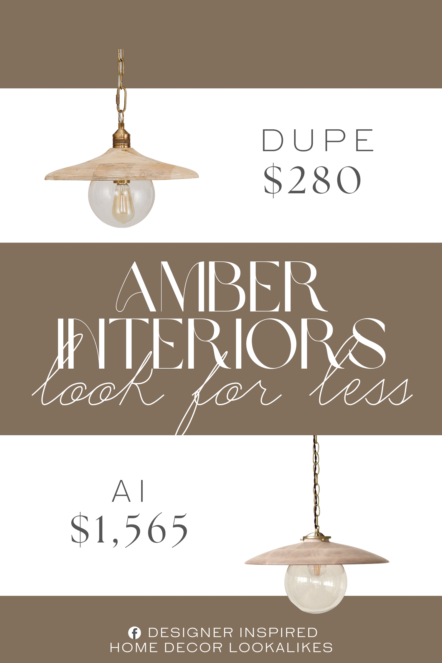 Amber Interiors Edmund Pendant Light Dupe. The shallow shade is handmade of mango wood and finished in a light whitewash to bring out the natural grain. An oversized globe of clear glass allows plenty of light to brighten the entryway or kitchen island. Brass fittings add just the right finishing touch.