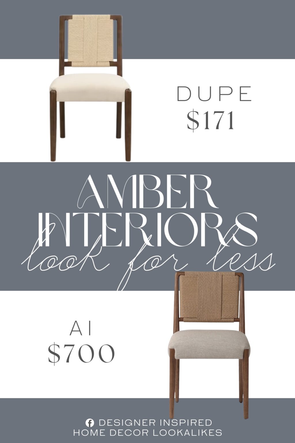 Amber Interiors Haxton Dining Chair Dupe. Featuring a unique hand-woven backrest, the chair showcases intricate craftsmanship and flowing lines that enhance visual texture, adding an elegant artistic charm to your dining space.