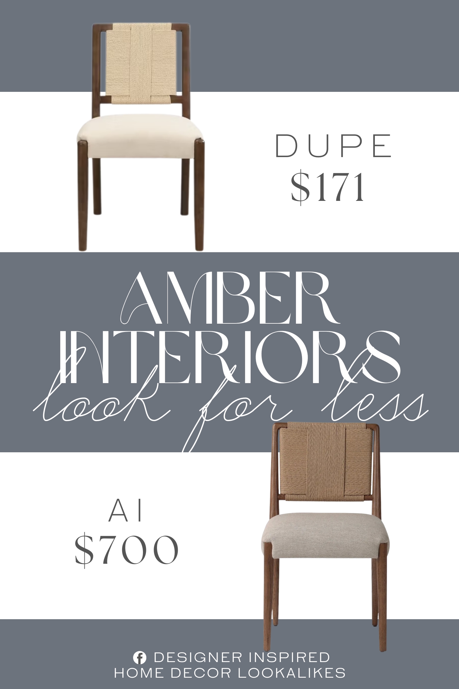 Amber Interiors Haxton Dining Chair Dupe. Featuring a unique hand-woven backrest, the chair showcases intricate craftsmanship and flowing lines that enhance visual texture, adding an elegant artistic charm to your dining space.