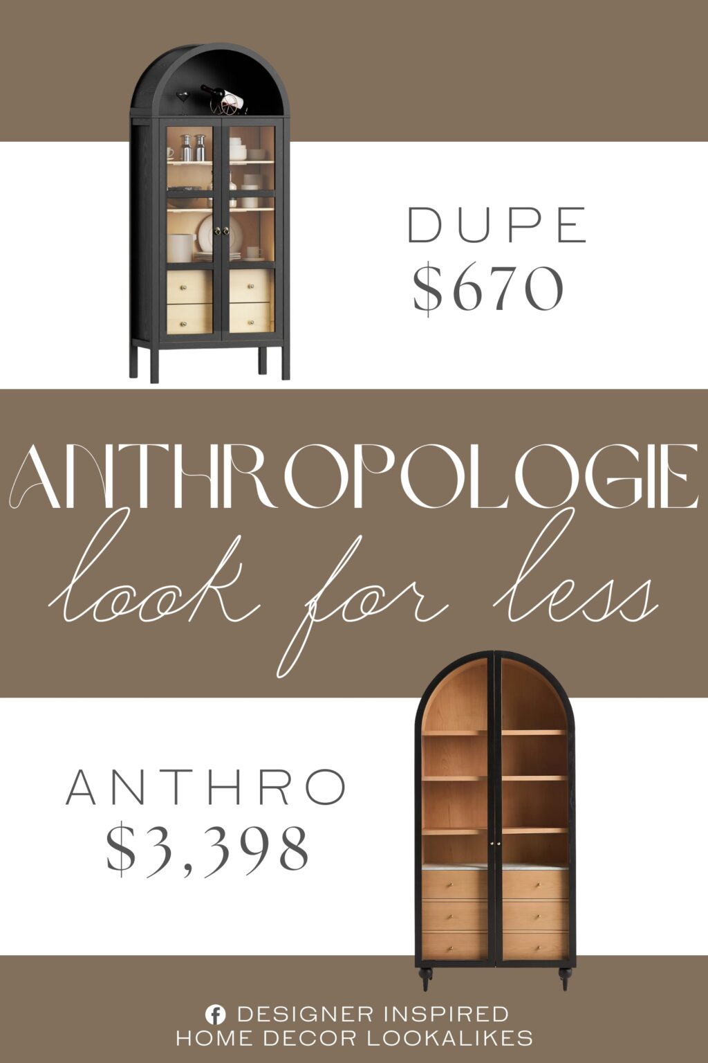 Anthropologie Fern Marble-Top Storage Cabinet Dupe. Arched Display Cabinet is made of MDF, particleboard and woodgrain laminate, its arched shelves, edge trim and metal ring pulls present an elegant vintage style is a exquisite storage cabinet.