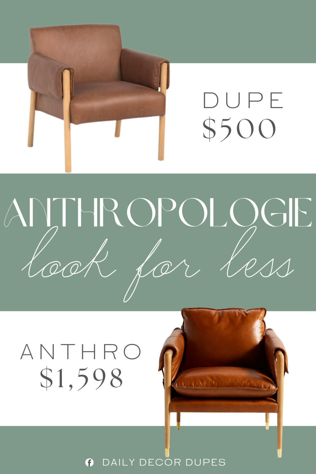 Anthropologie Havana Leather Chair Dupe. wood frame, cushioned seat, padded arm rests. leather, fill: polyurethane foam.