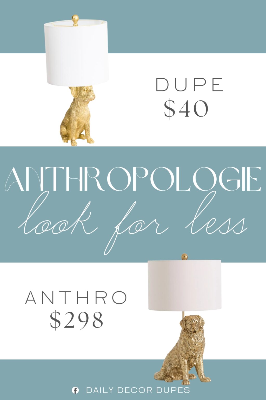 Anthropologie Icon Dog Table Lamp Dupe. figural design, gold tone hardware, ul listed, removable shade. 3-way switch