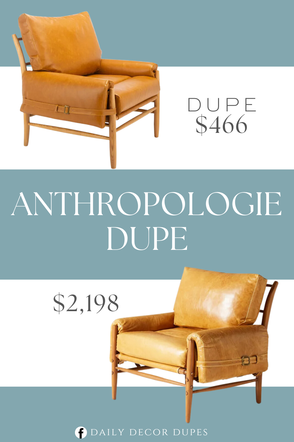 Anthropologie Rhys Leather Arm Chair Dupe. Wood frame crafted from oak. Curl up with a classic in the retro-redux style. With just a hint of refined rustic charm in its vegan leather and spindle leg frame. Overall dimension 37.09 inches (H) x 34.65 inches (W) x 32.09 inches (D).