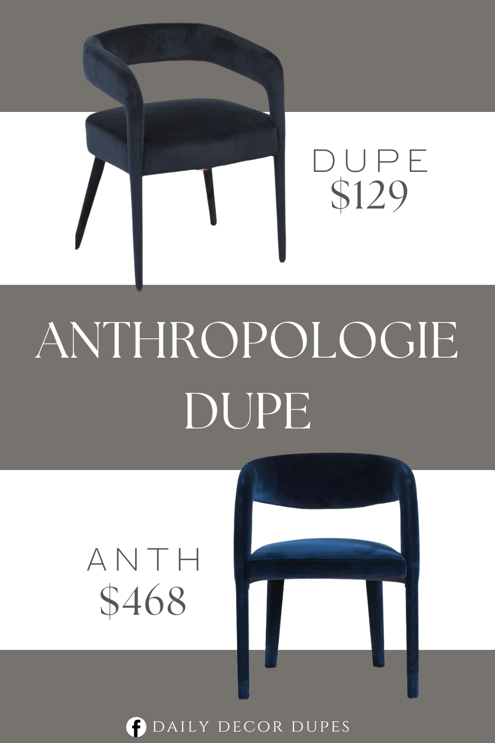 Anthropologie Velvet Hagen Dining Chair Dupe. Velvet texture, cushioned, curved back. Filled with polyurethane foam/polyester fiber batting. Overall dimension: 19in W x 28in H x 18in L, arms: 17in L, legs: 19in H.