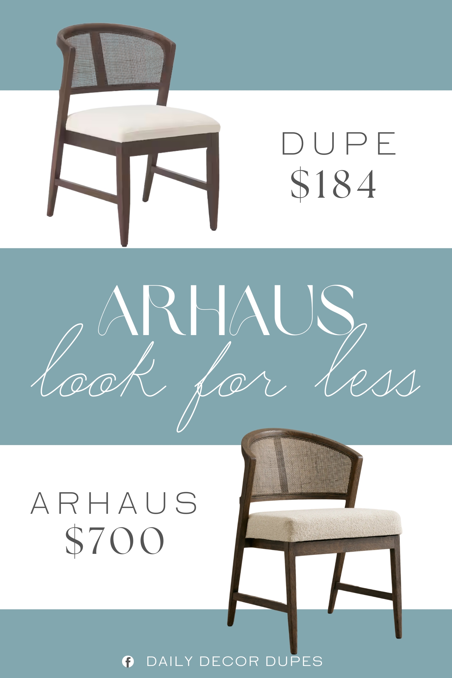 Arhaus Aimee Dining Side Chair Dupe. featuring sturdy wood frames, soft fabric upholstered seats, and beautifully crafted cane woven backs that add warmth, breathability, and visual interest.