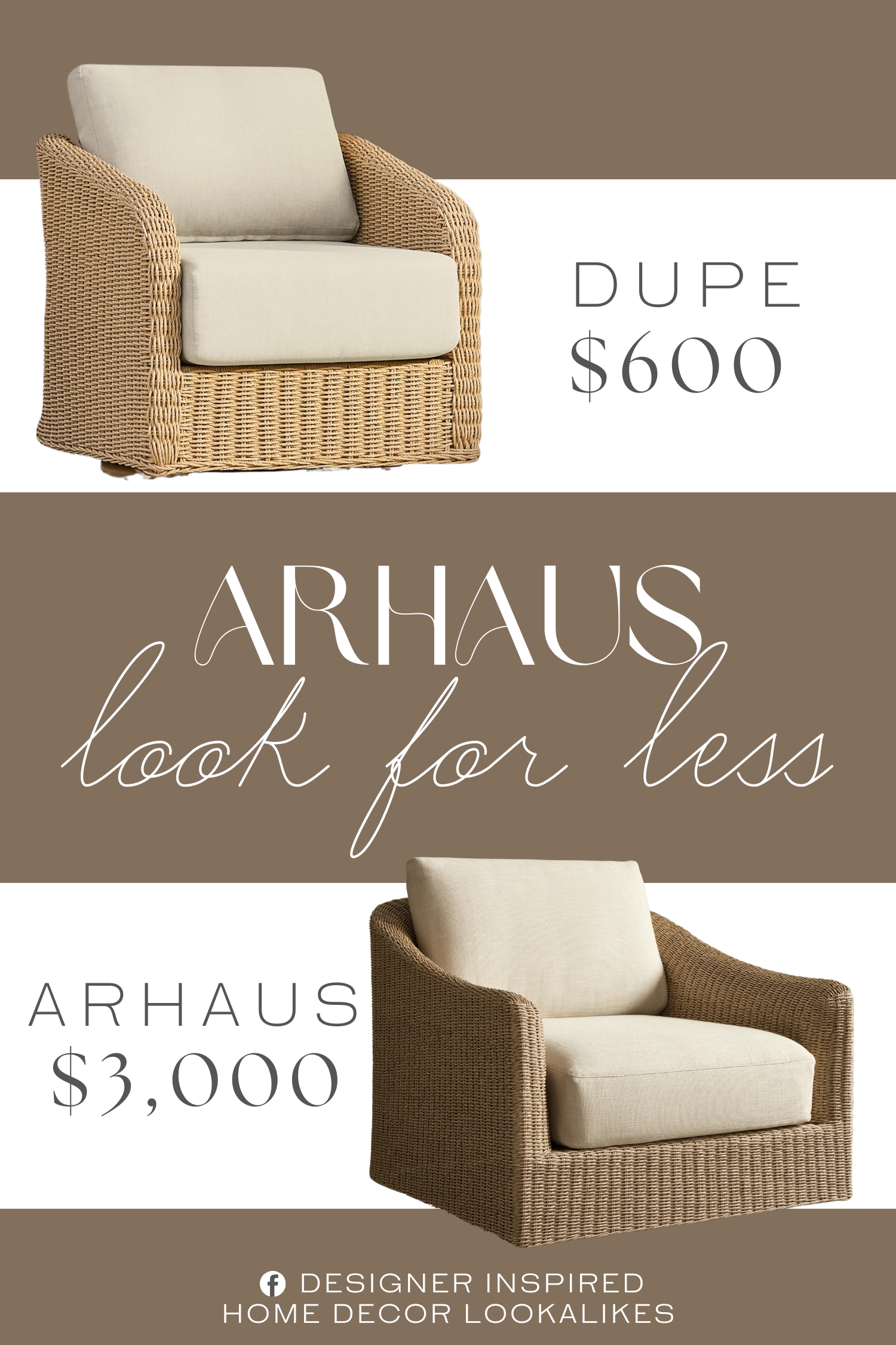 Arhaus Ancona Outdoor Swivel Chair Dupe. Made of high-density PE wicker + rust-proof steel frame, passing 72-hour salt spray test & 2000-hour 85% humidity weather resistance test.