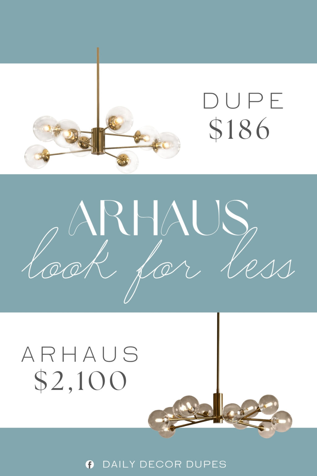Arhaus Apollo Round Chandelier Dupe. The medieval chandelier features a brass-gold lamp body and clear lamp shades. The bubble-like clear lamp shade has a whimsical look and brings bright light to the room, making it a worthwhile addition to any space.