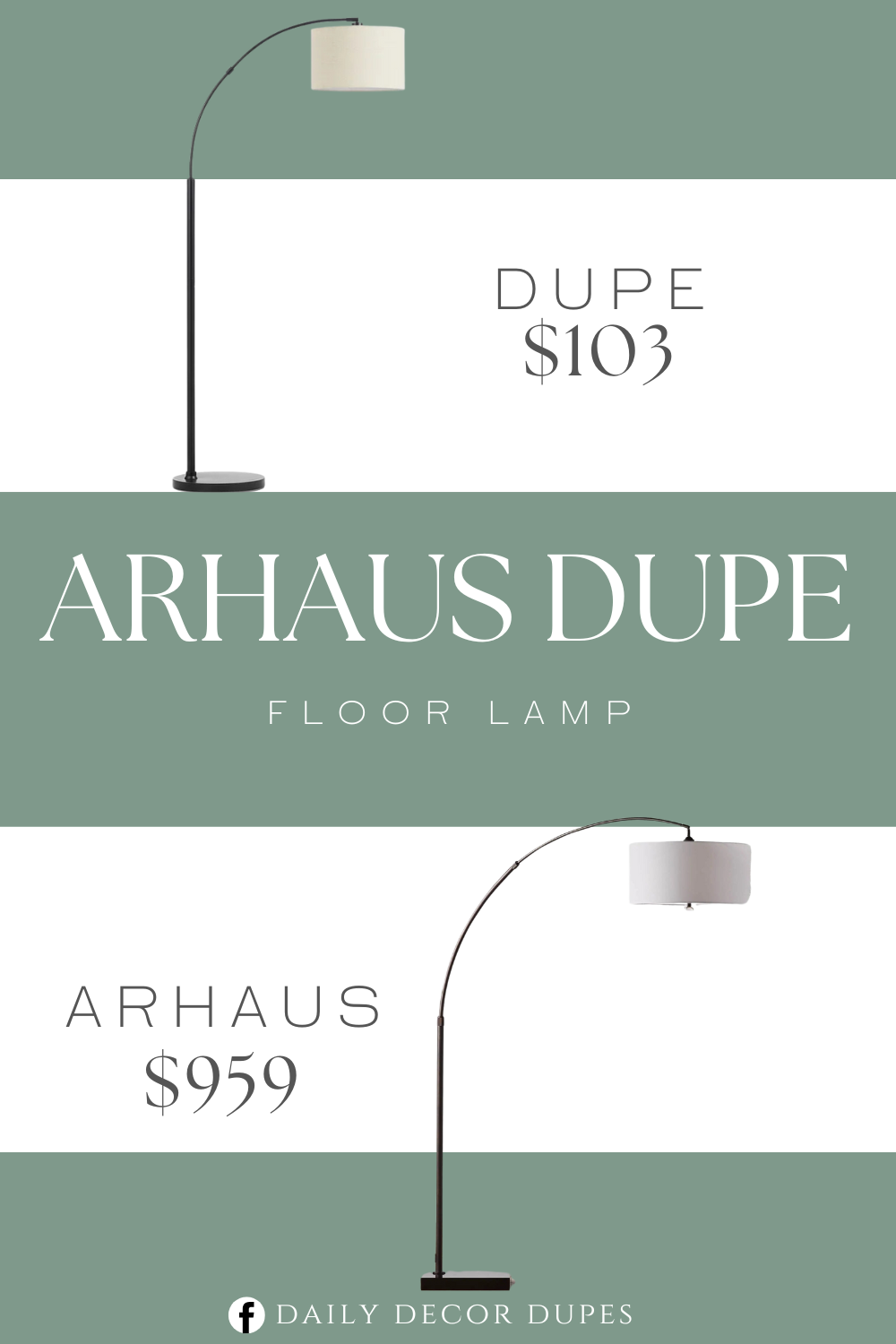 Arhaus Arc Oil Rubbed Bronze Floor Lamp with Drum Shade Dupe. This arched floor lamp features a sleek bronze body paired with a beige shade, offering a minimalist aesthetic.