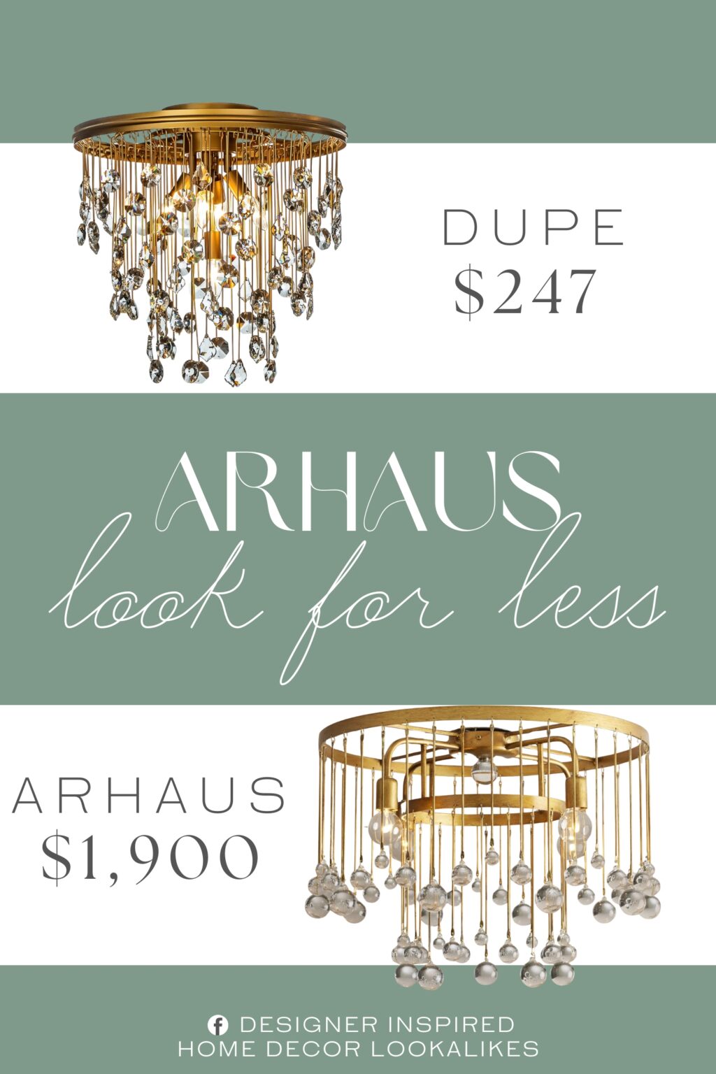 Arhaus Aubrey Flush Mount Dupe. Crafted from the antique gold finish and clear crystal.