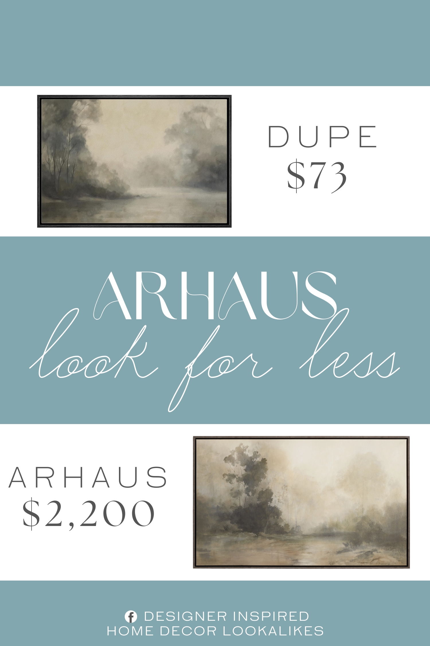 Arhaus Calming Fog Framed Print Dupe. Industry standard ink printed onto our signature canvases.
