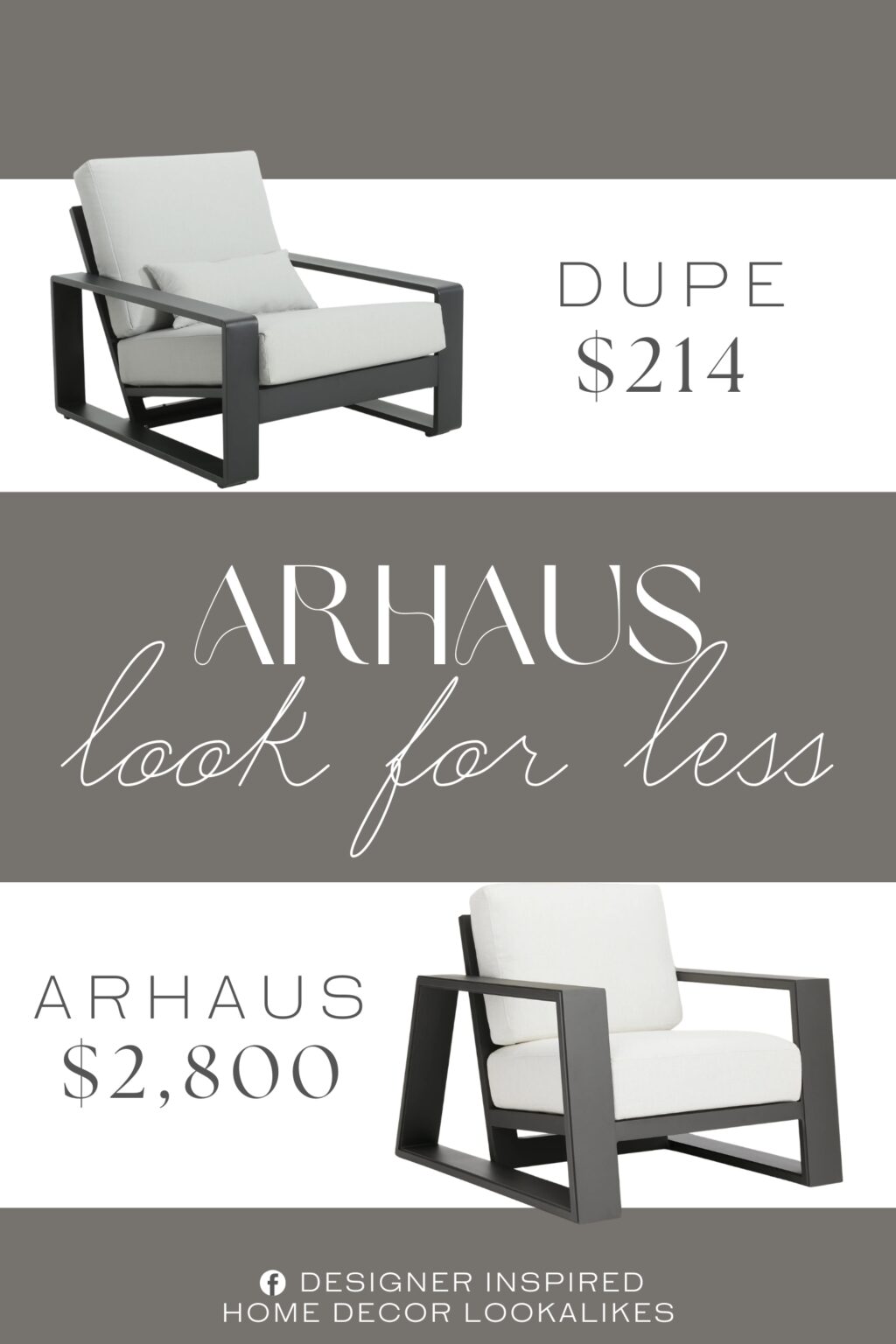 Arhaus Canyon Outdoor Aluminum Lounge Chair Dupe. The durable aluminum frame of this lounge chair is not only rust-resistant but also incredibly sturdy, ensuring that it will withstand the test of time and continue to look great for years to come