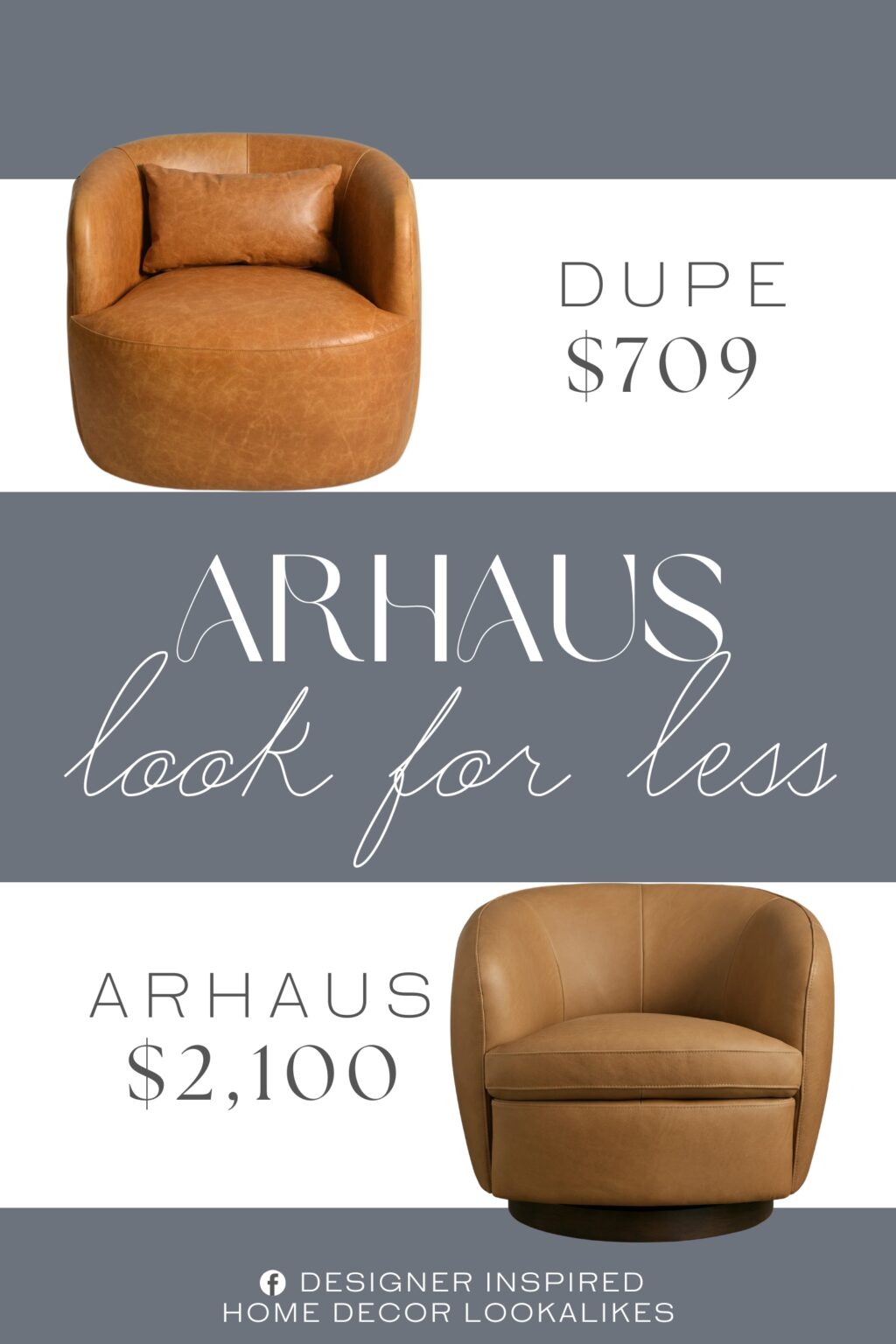 Arhaus Cerrito Leather Swivel Chair Dupe. Crafted with genuine leather for a sophisticated touch, the foam-cushioned seats are incredibly comfortable. The included toss pillow adds extra support for lounging in style.