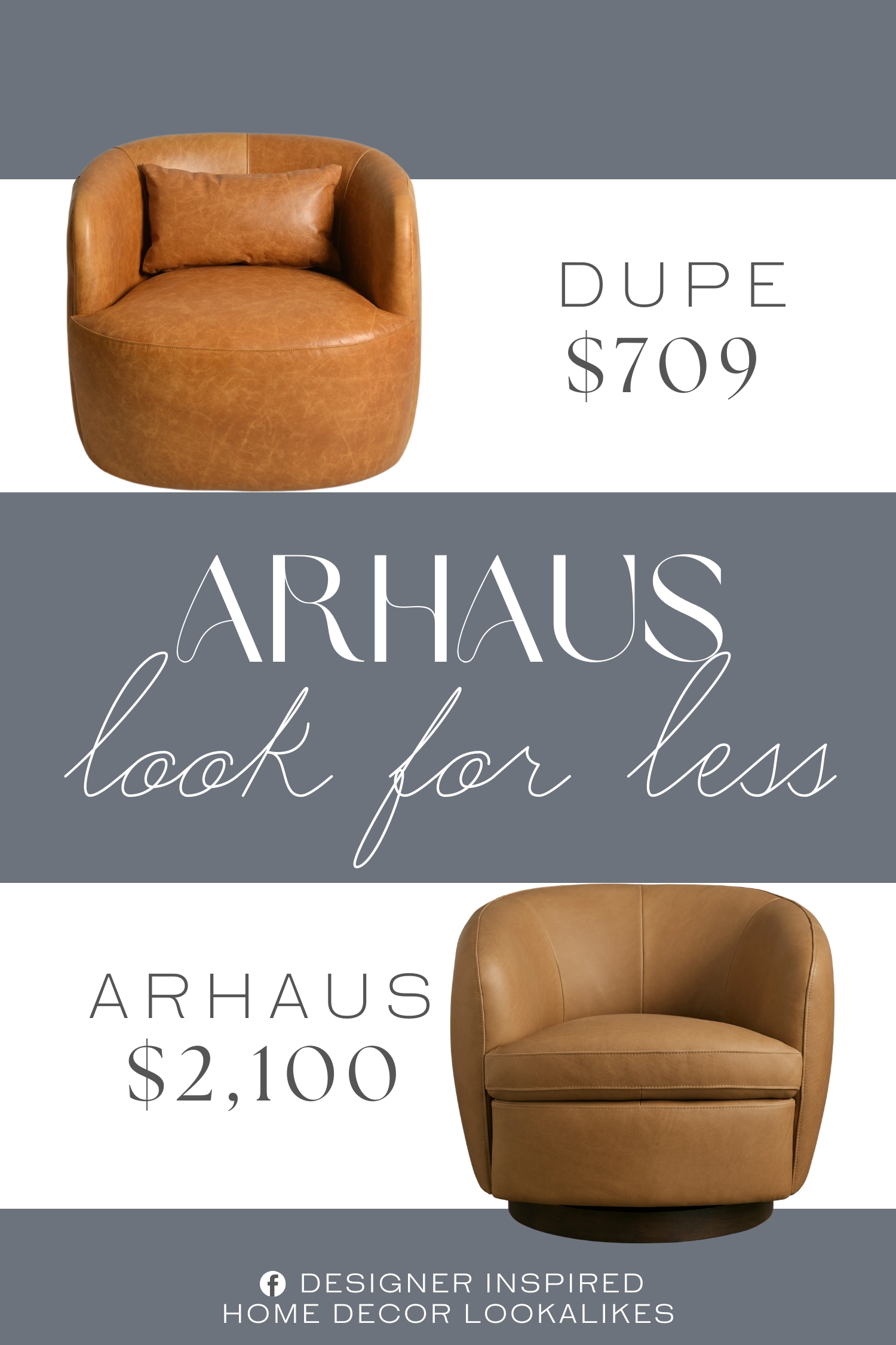 Arhaus Cerrito Leather Swivel Chair Dupe. Crafted with genuine leather for a sophisticated touch, the foam-cushioned seats are incredibly comfortable. The included toss pillow adds extra support for lounging in style.
