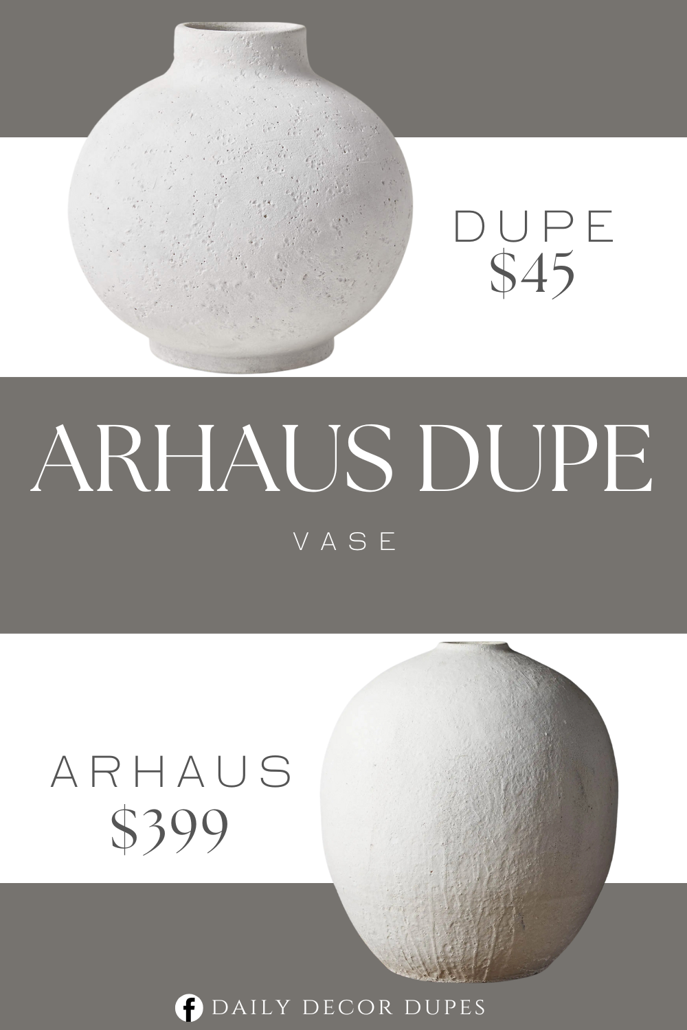 Arhaus Crete Vessel Vase Dupe. Terra cotta with matte white glaze.