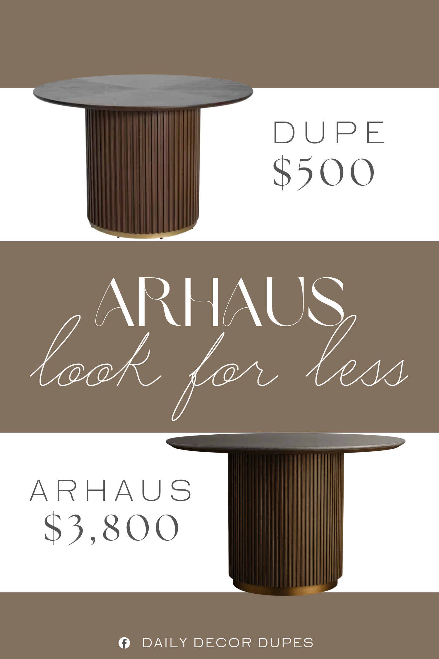 Arhaus Finnley Round Dining Table Dupe. Crafted from solid wood, MDF and iron, the round dining table boasts a light, natural finish that enhances the wood's unique grain patterns while also ensuring lasting durability.