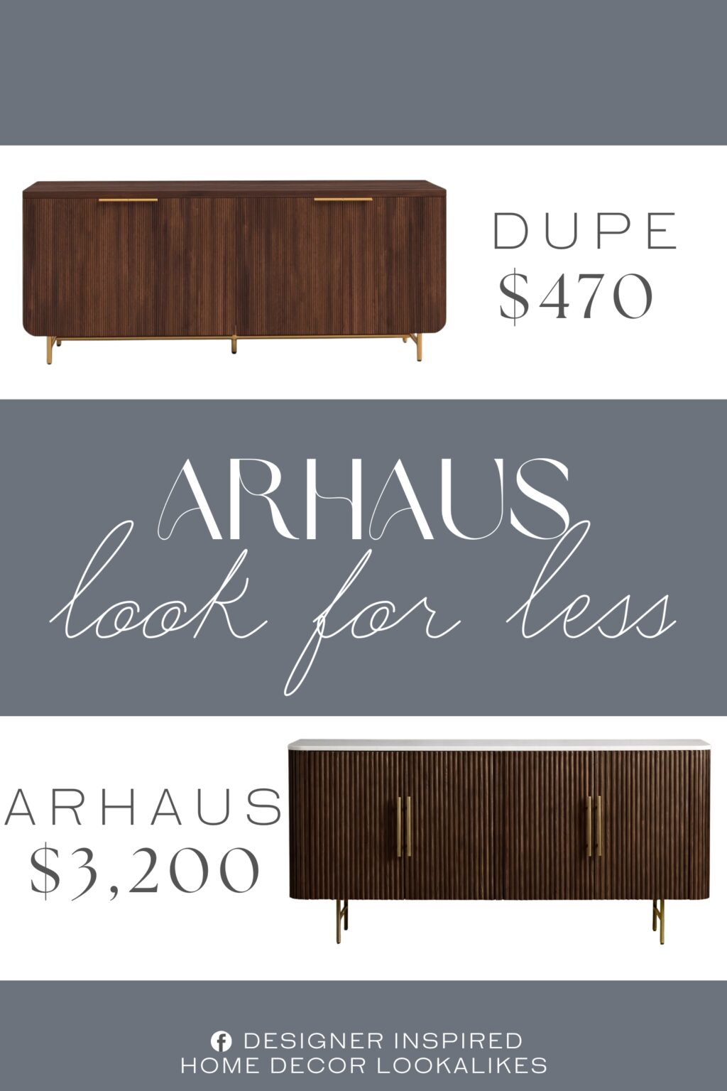Arhaus Finnley Sideboard Dupe. Made with warp-resistant MDF, long-lasting laminate, and sleek painted metal for durability.