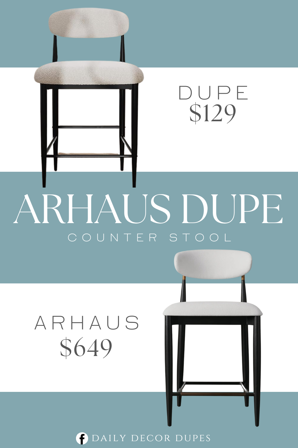 Arhaus Jagger Armless Stool in Black with Antique Brass Dupe. The barstool features a mid-century modern style. Comfortable seat cushion and backrest are made of high-density foam, providing excellent support. It is constructed with a sturdy metal frame. Overall dimension 21.85"D x 20.9"W x 37"H.