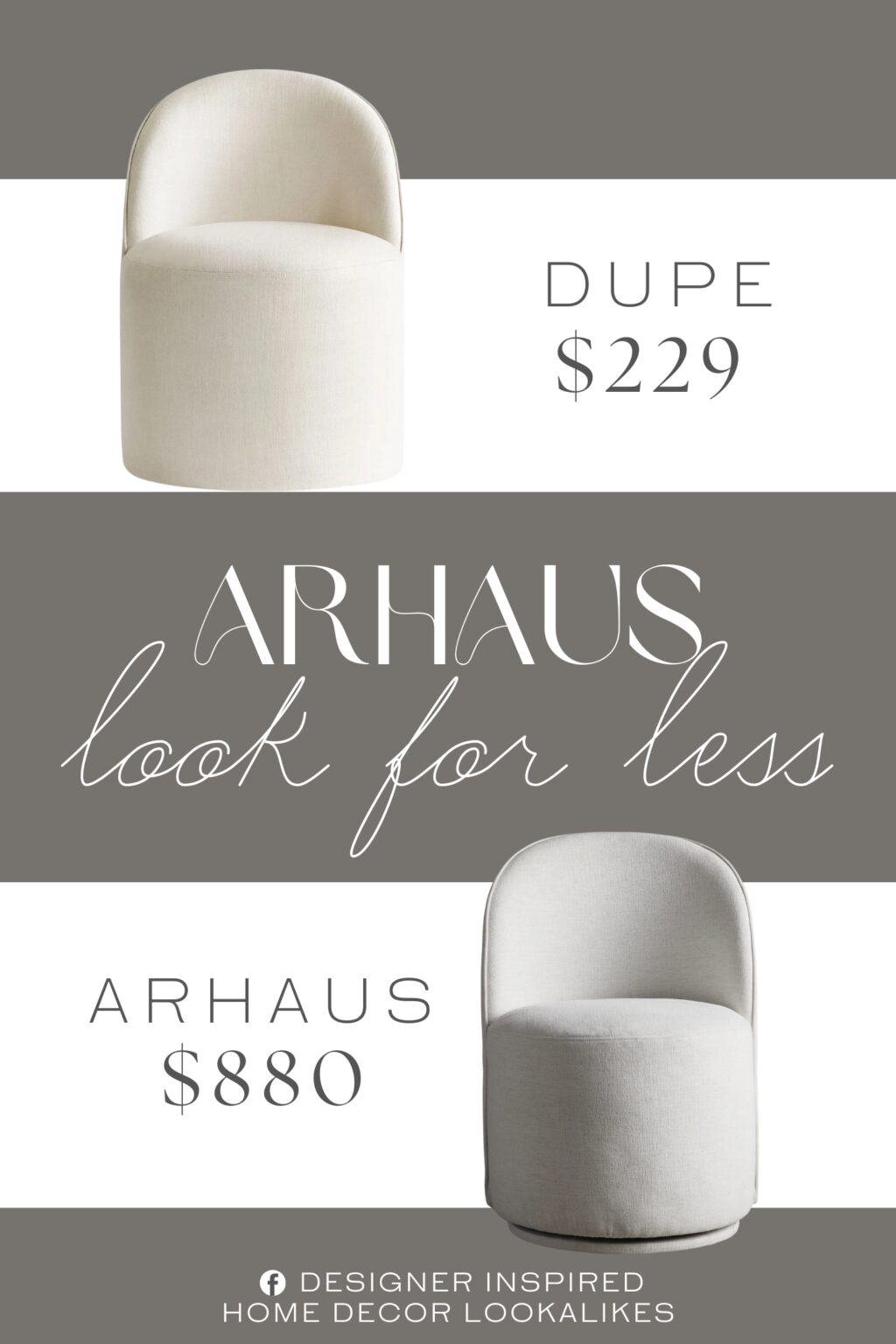 Arhaus Kira Swivel Dining Chair Dupe. The chair is made of popular linen blend fabric, which is comfortable to the touch and looks natural and warm.