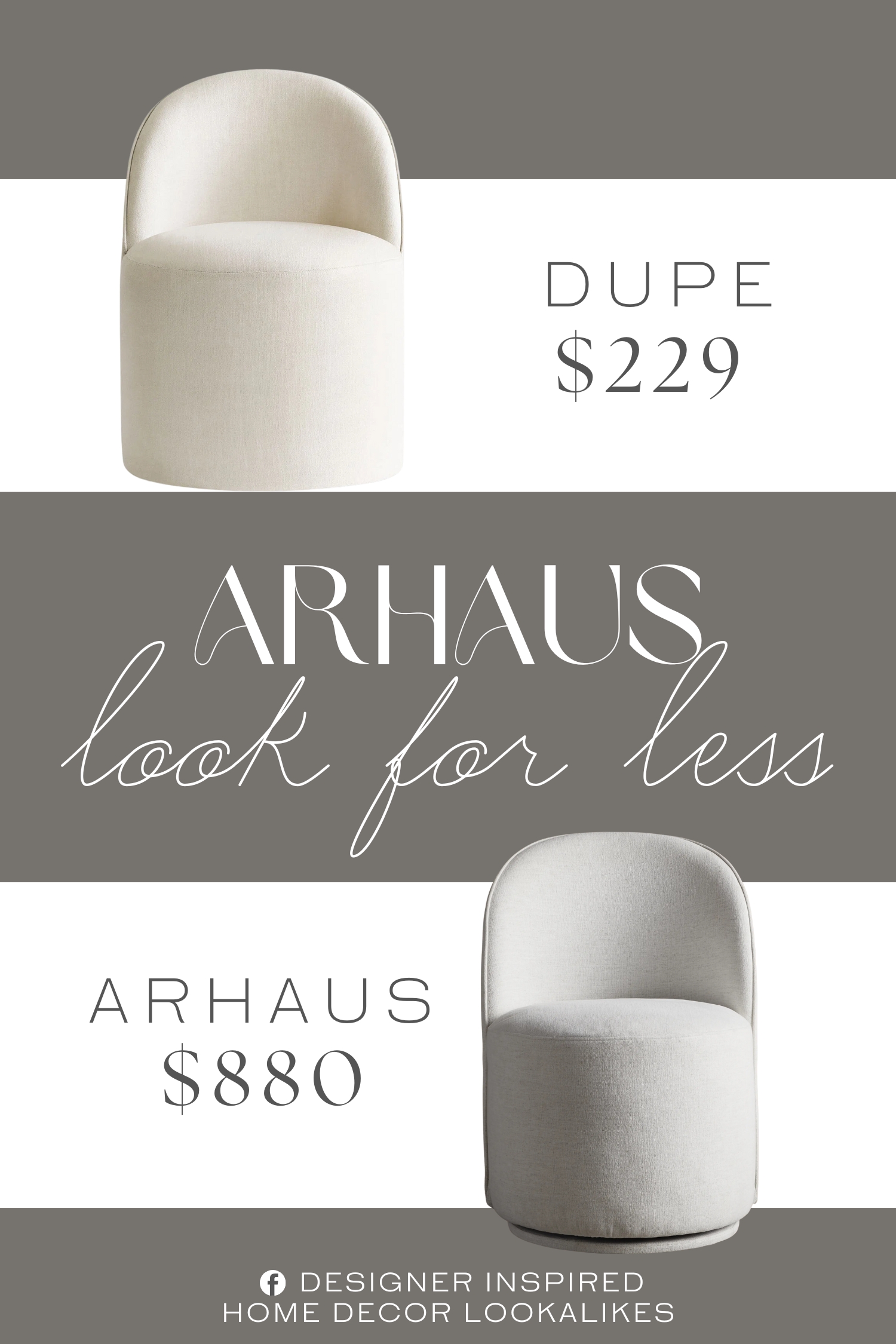 Arhaus Kira Swivel Dining Chair Dupe. The chair is made of popular linen blend fabric, which is comfortable to the touch and looks natural and warm.