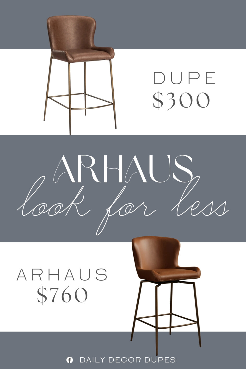 Arhaus Kirsten Faux Leather Swivel Stool Dupe. Crafted with meticulous attention to detail, our bar stools boast a luxuriously thick 2.75-inch foam cushion and ergonomically designed backrest with distinctive side lip support, providing superior comfort for extended seating.
