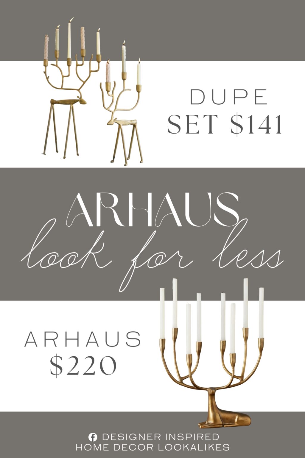 Arhaus Laying Deer Taper Holder Dupe. It features a beautifully crafted forged deer design holding a taper candle, making them a stunning addition to mantles, centerpieces, or table arrangements.