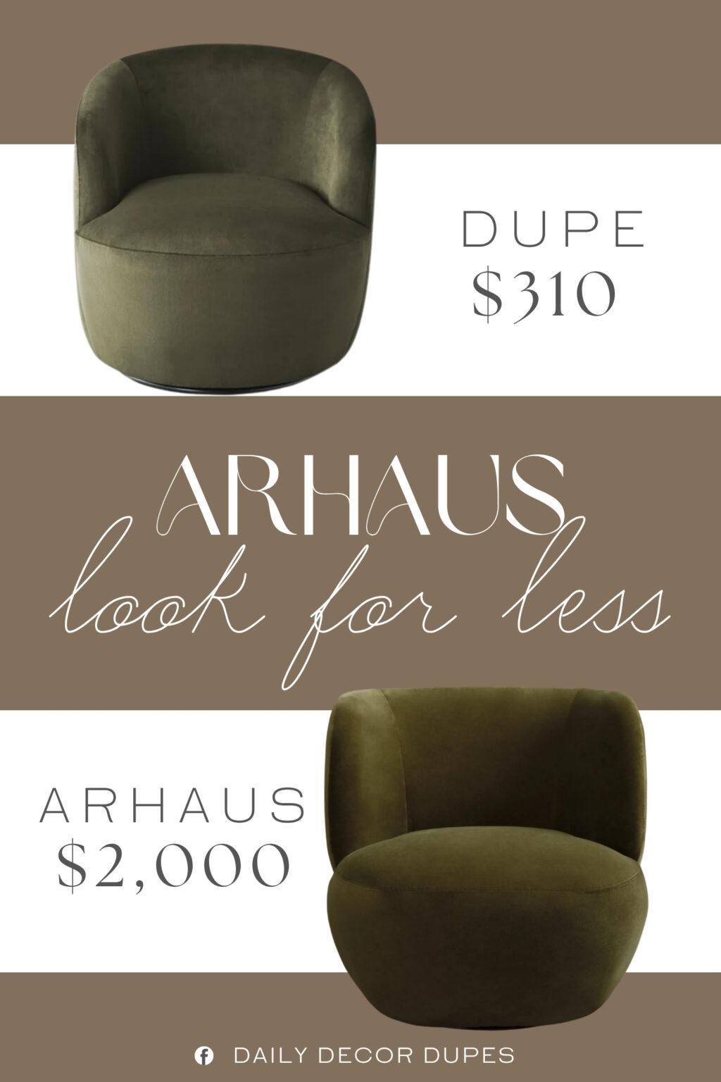 Arhaus Lenny Swivel Chair Dupe. It's crafted with a solid and engineered wood frame that rests on a metal base. Plush velvet upholstery adds soft depth across the back and seat, giving you a cozy spot to relax.